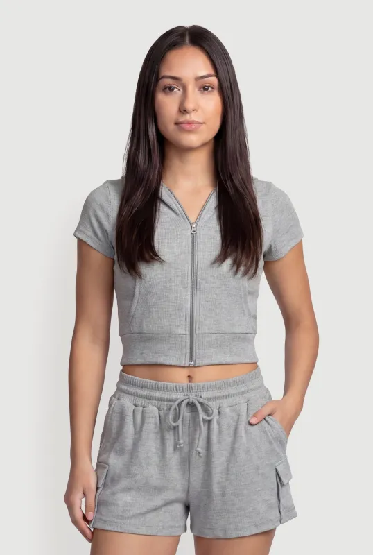 Short Sleeve Cropped Hooded Sweatshirt made by Rainbow