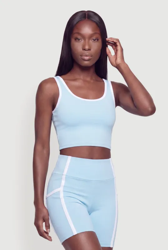 Racerback Layered Look Scoop Neck Crop Top made by Rainbow
