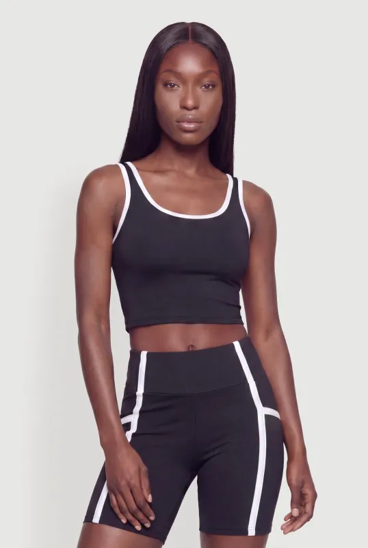 Racerback Layered Look Scoop Neck Crop Top made by Rainbow