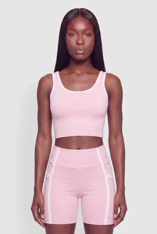 Racerback Layered Look Scoop Neck Crop Top made by Rainbow