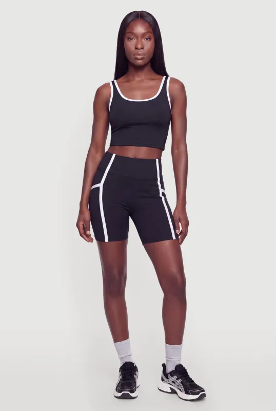 Contrast Trim High Waisted Biker Shorts made by Rainbow