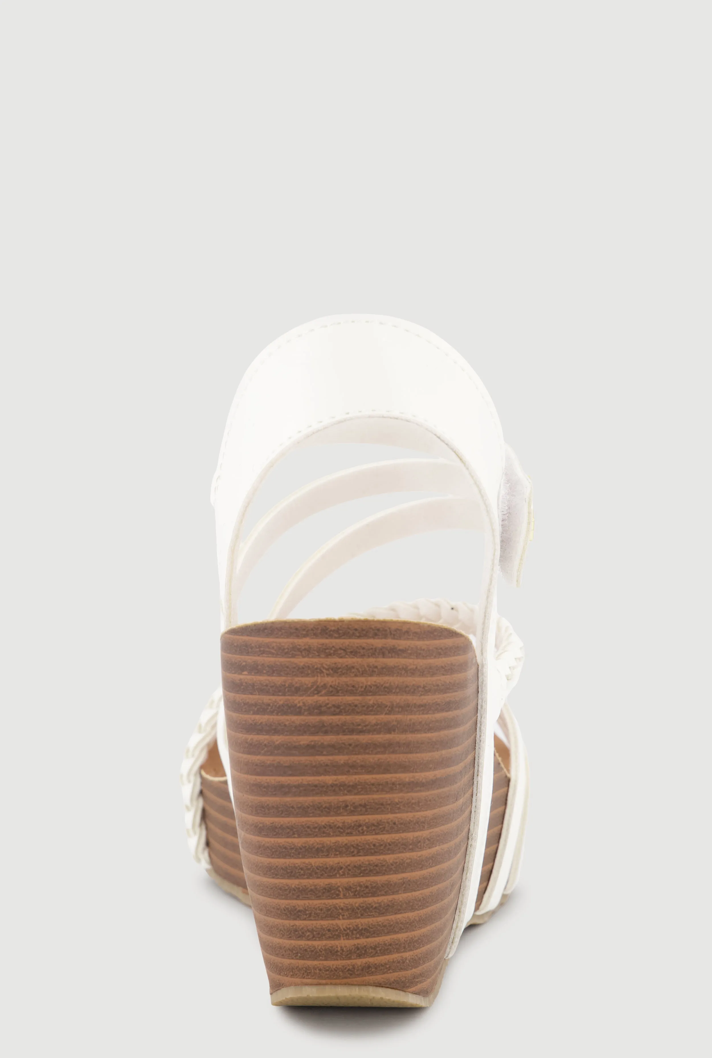 Metallic Detail Braided Velcro Ankle Strap Wedge Sandals sold by Rainbow product image thumbnail 3