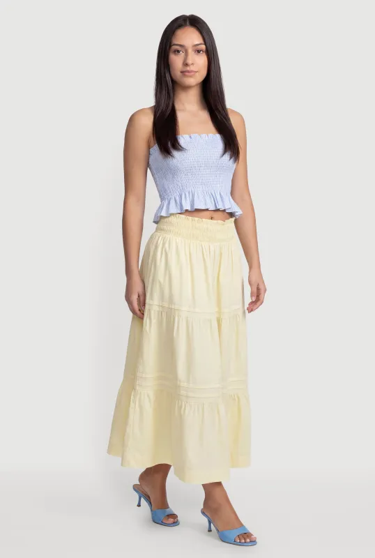 Poplin Ruffle Tiered Maxi Skirt made by Rainbow