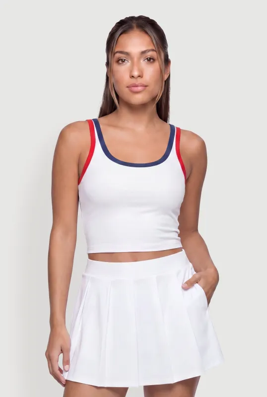 Contrast Trim Racerback Layered Look Crop Top made by Rainbow