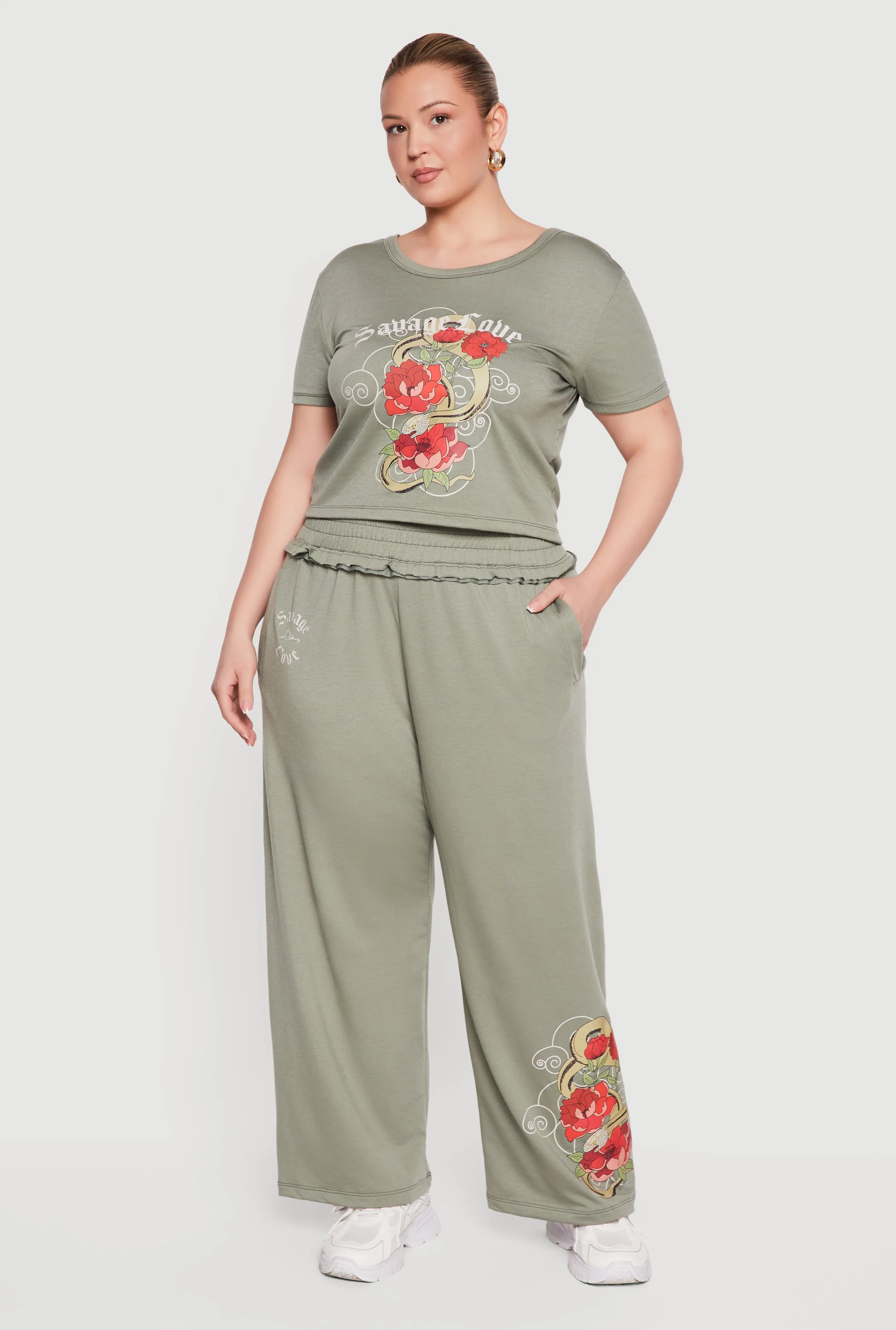 Plus Size Savage Love Rose Snake Graphic Pants sold by Rainbow product image thumbnail 3