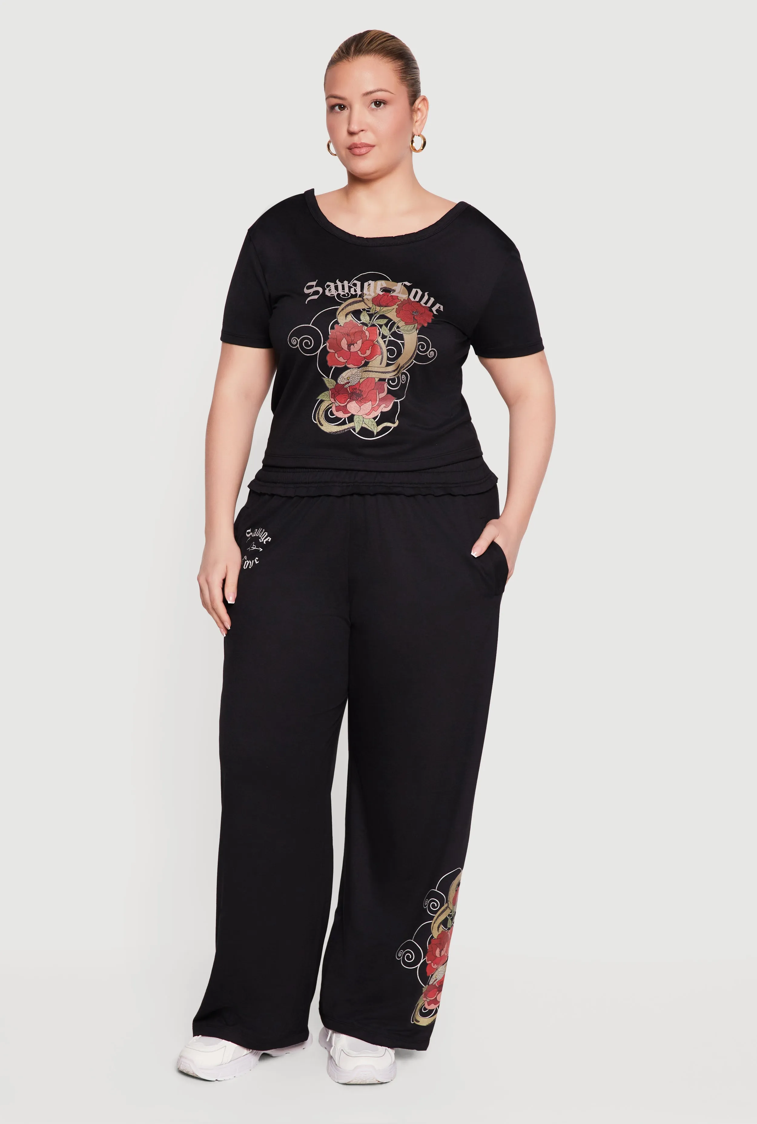 Plus Size Savage Love Rose Snake Graphic Pants sold by Rainbow product image thumbnail 2