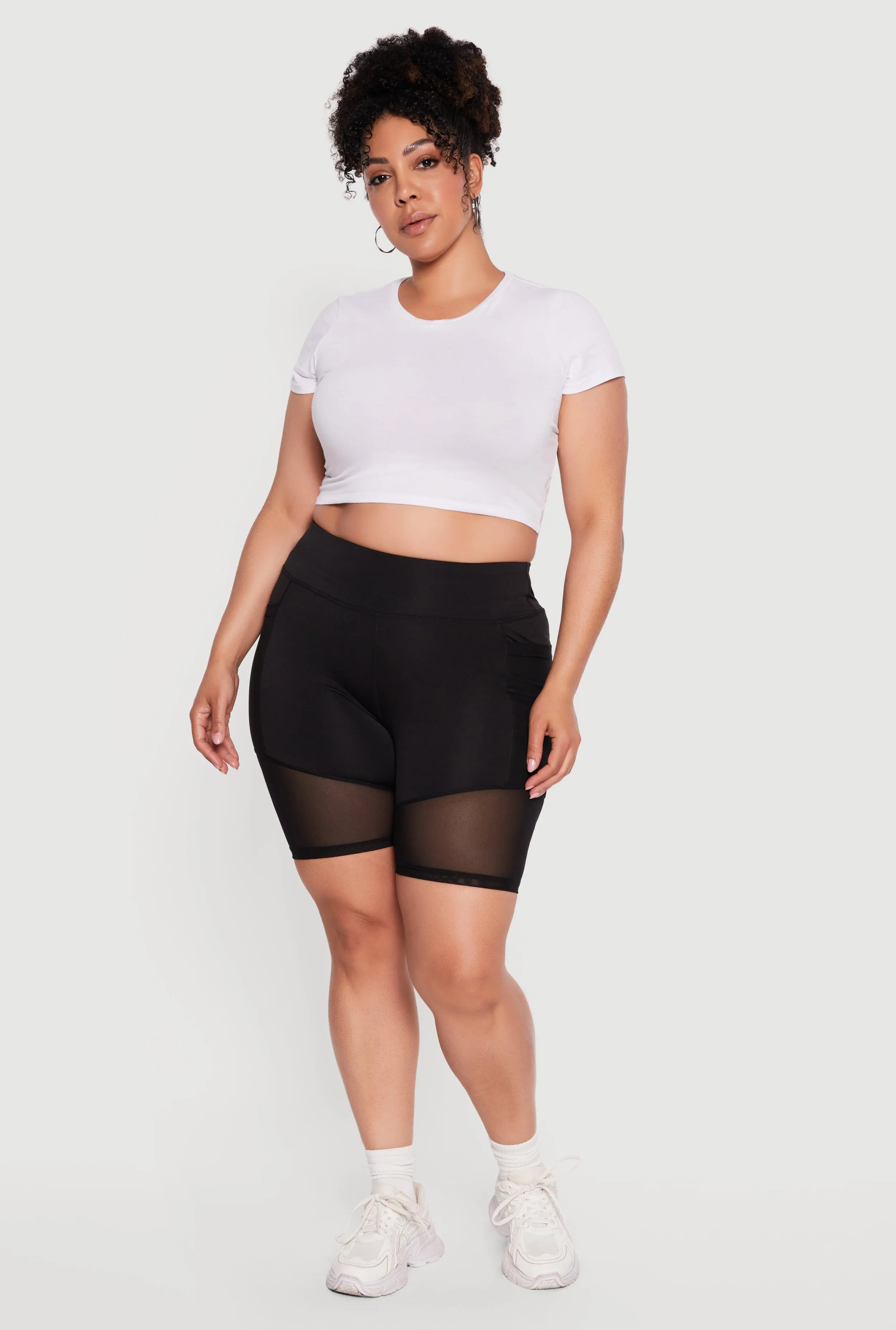 Plus Size Mesh Insert Bike Shorts sold by Rainbow