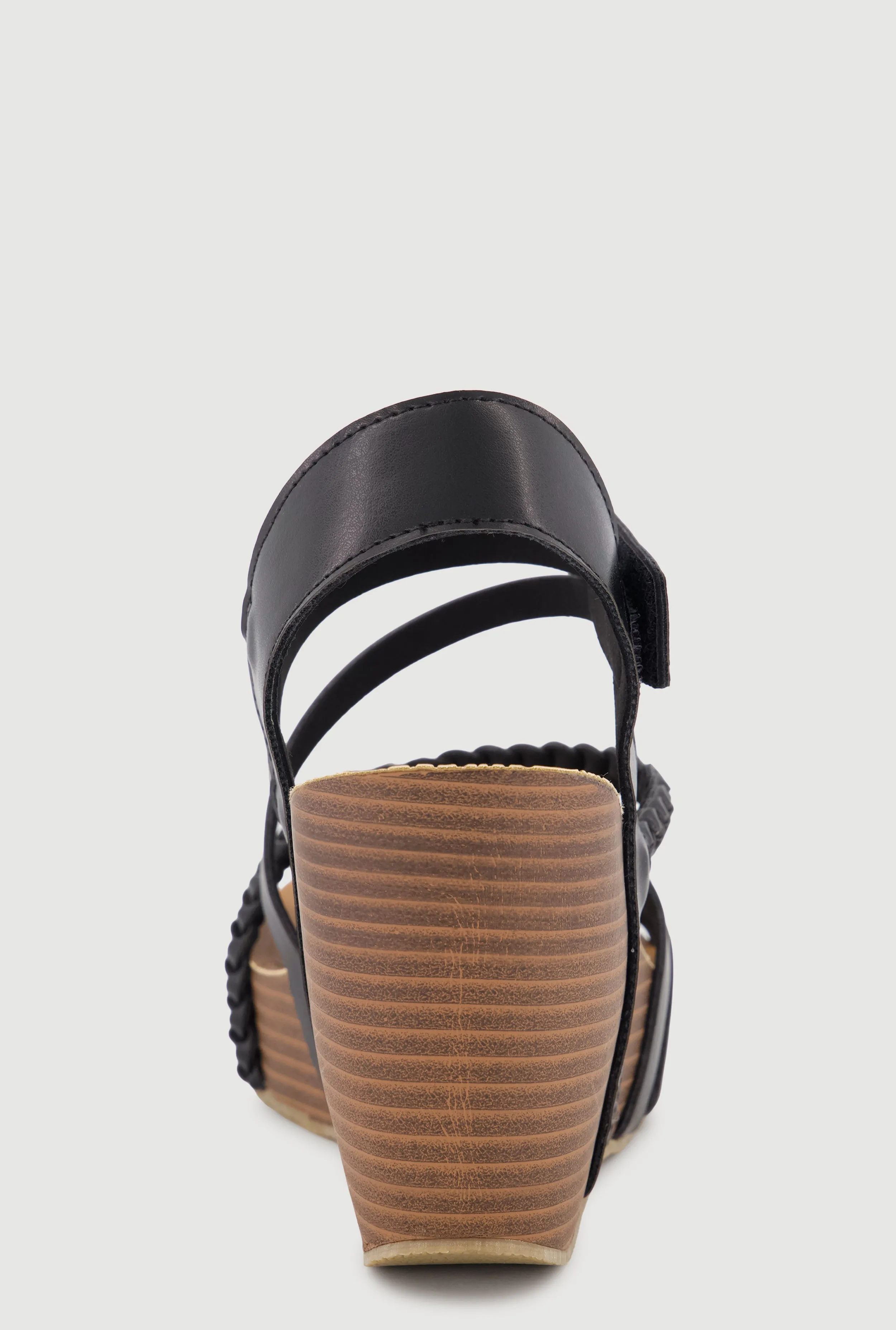 Metallic Detail Braided Velcro Ankle Strap Wedge Sandals sold by Rainbow product image thumbnail 3
