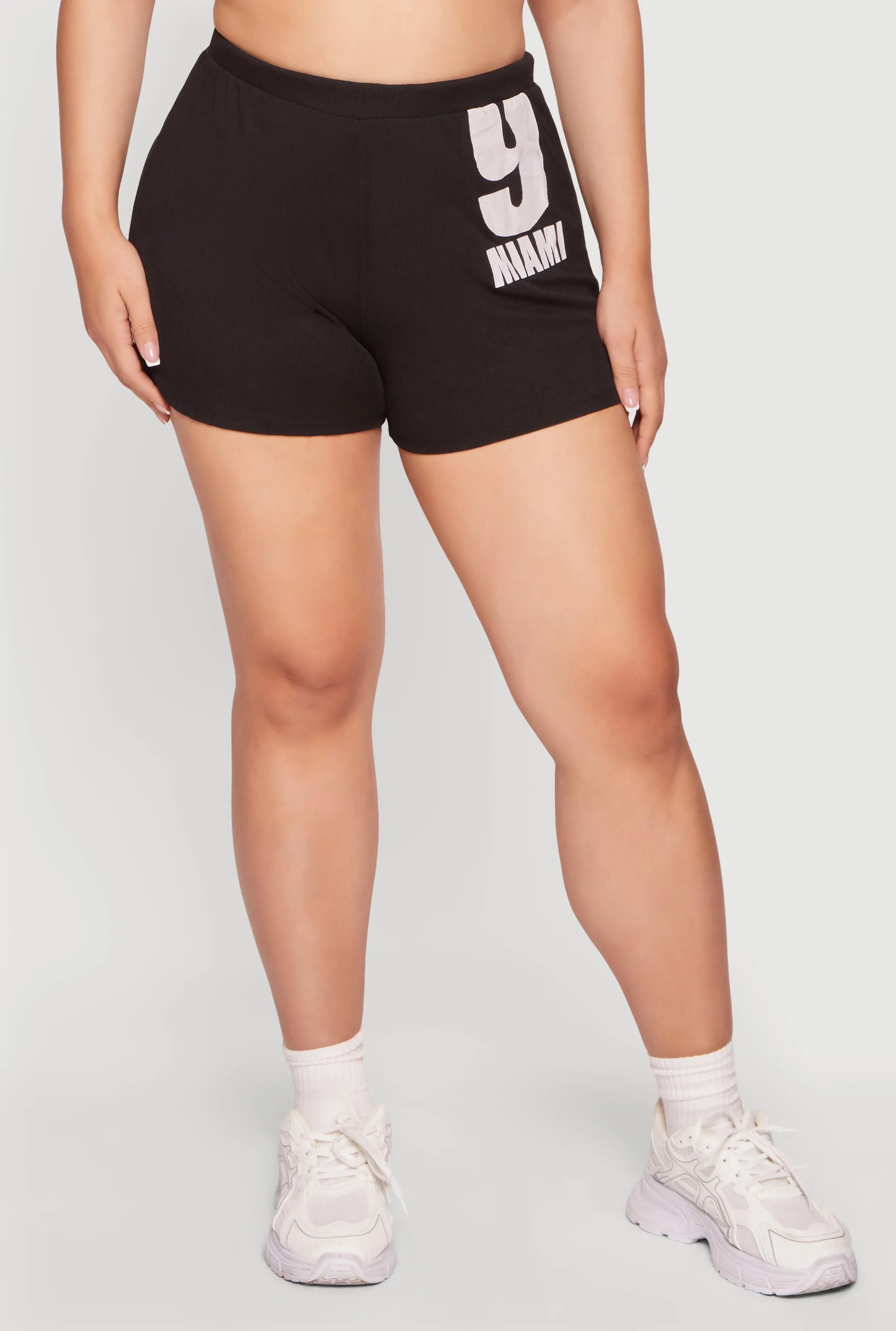Plus Size 9 Miami Graphic Ribbed Knit Shorts sold by Rainbow product image thumbnail 3