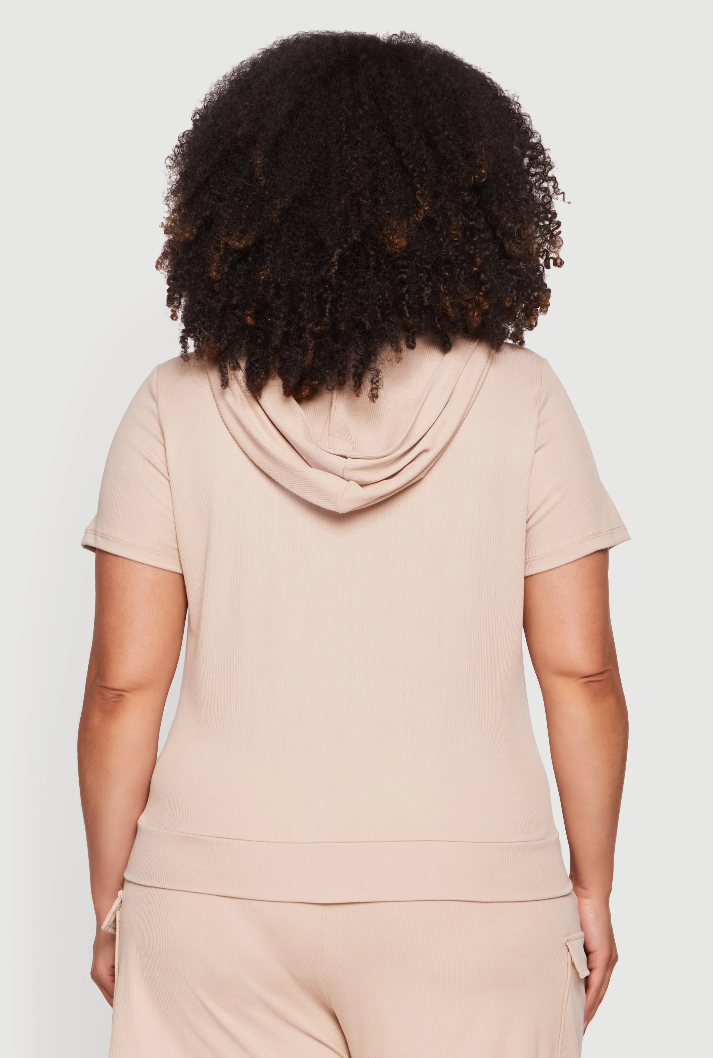 Plus Size Zip Front Short Sleeve Hoodie sold by Rainbow product image thumbnail 5
