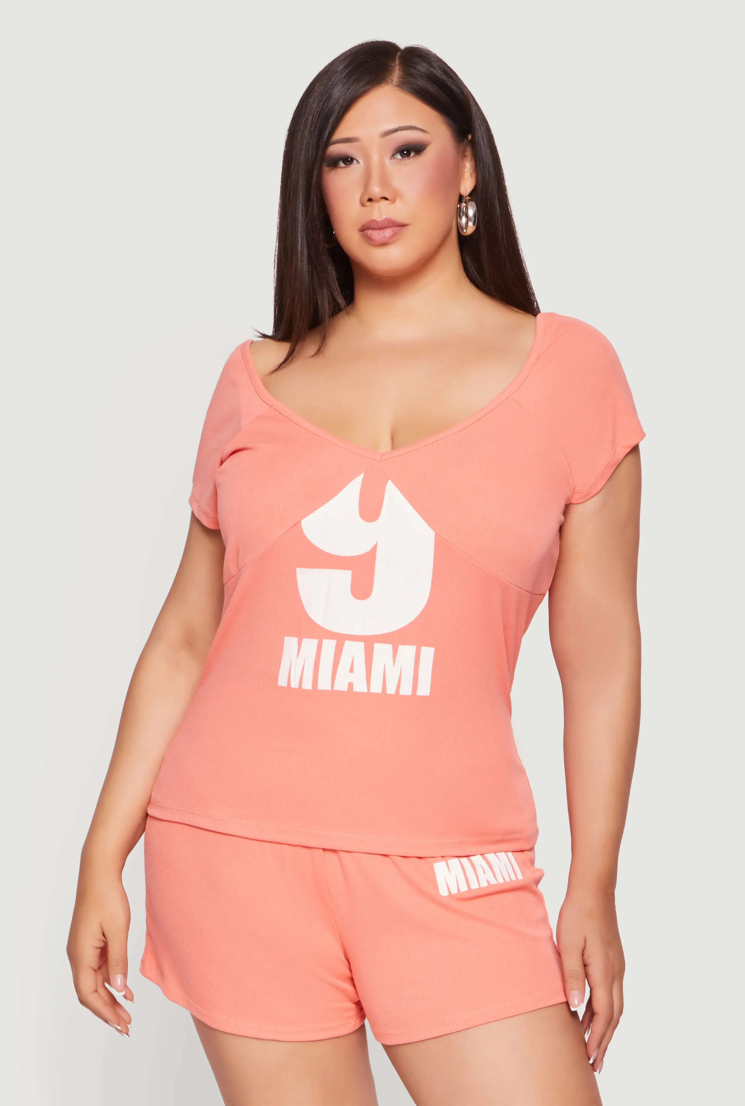 Plus Size 9 Miami Graphic Ribbed Knit Tee sold by Rainbow product image thumbnail 3