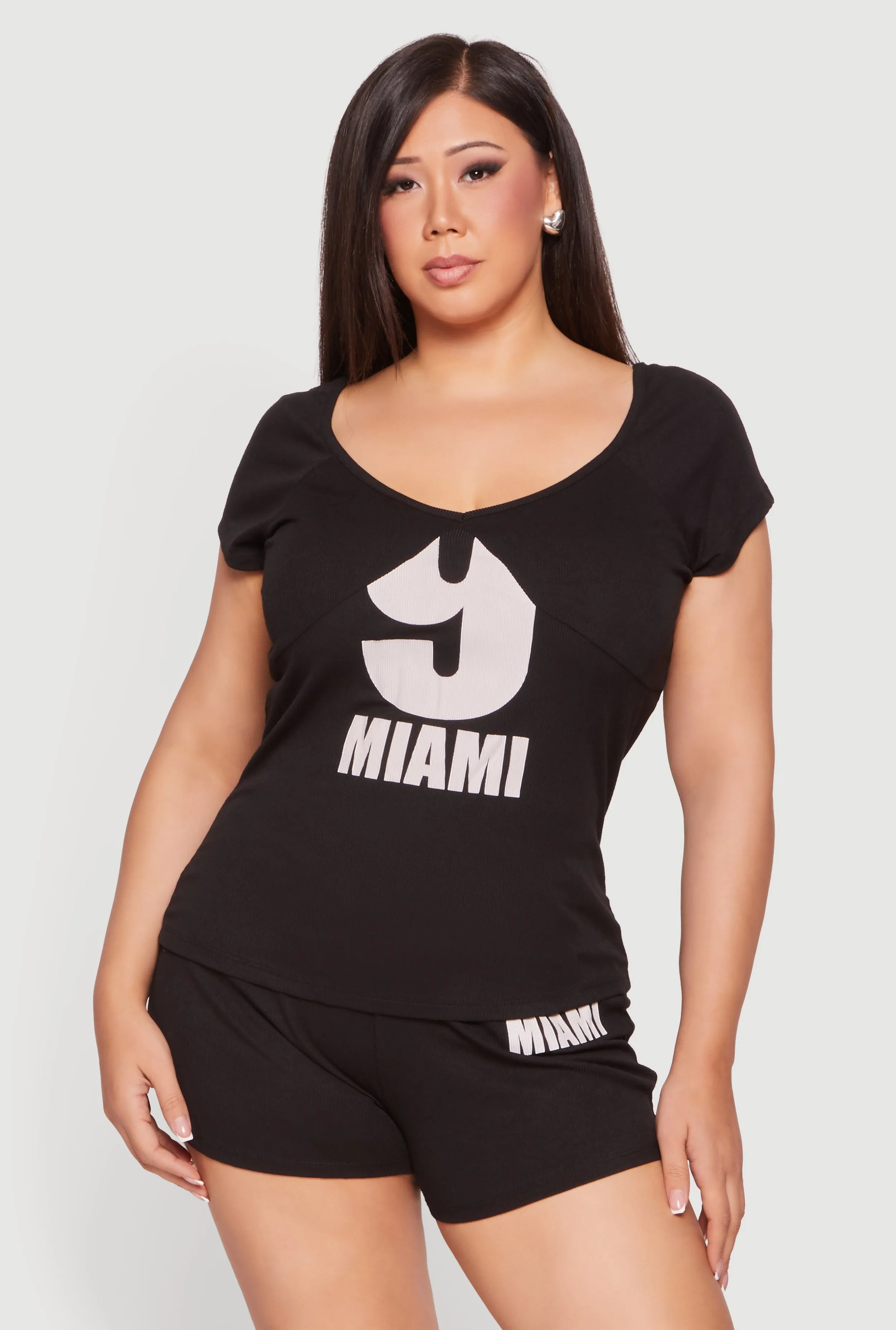Plus Size 9 Miami Graphic Ribbed Knit Tee sold by Rainbow product image thumbnail 2