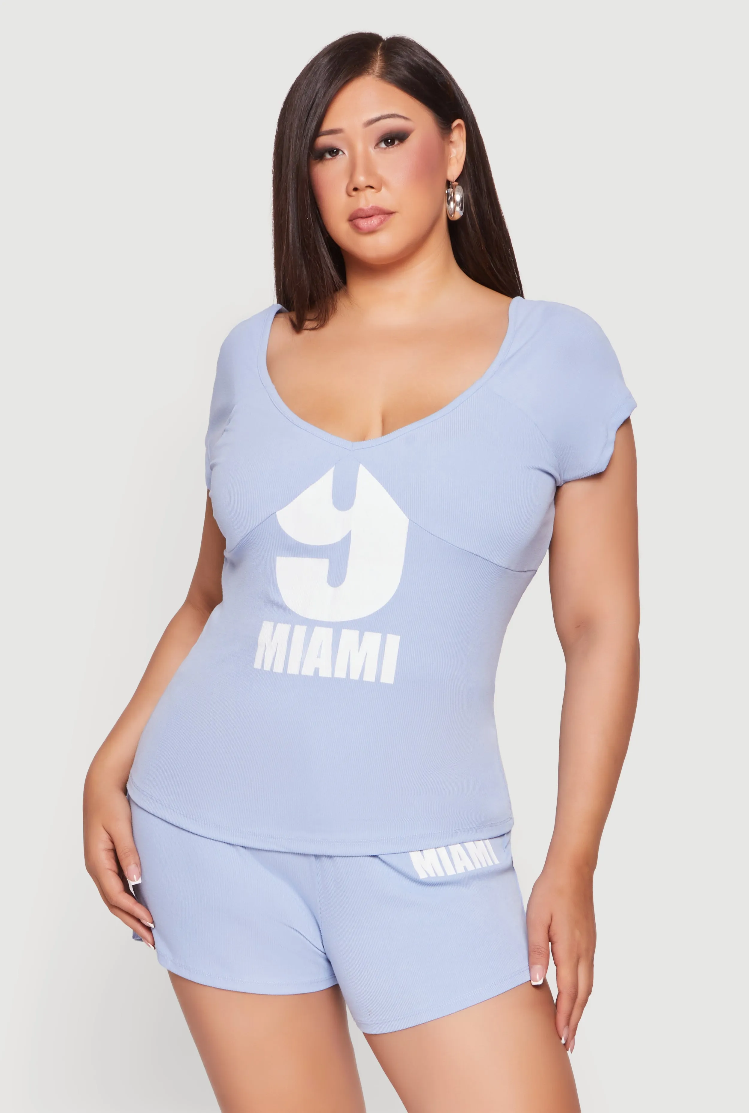 Plus Size 9 Miami Graphic Ribbed Knit Tee sold by Rainbow product image thumbnail 4