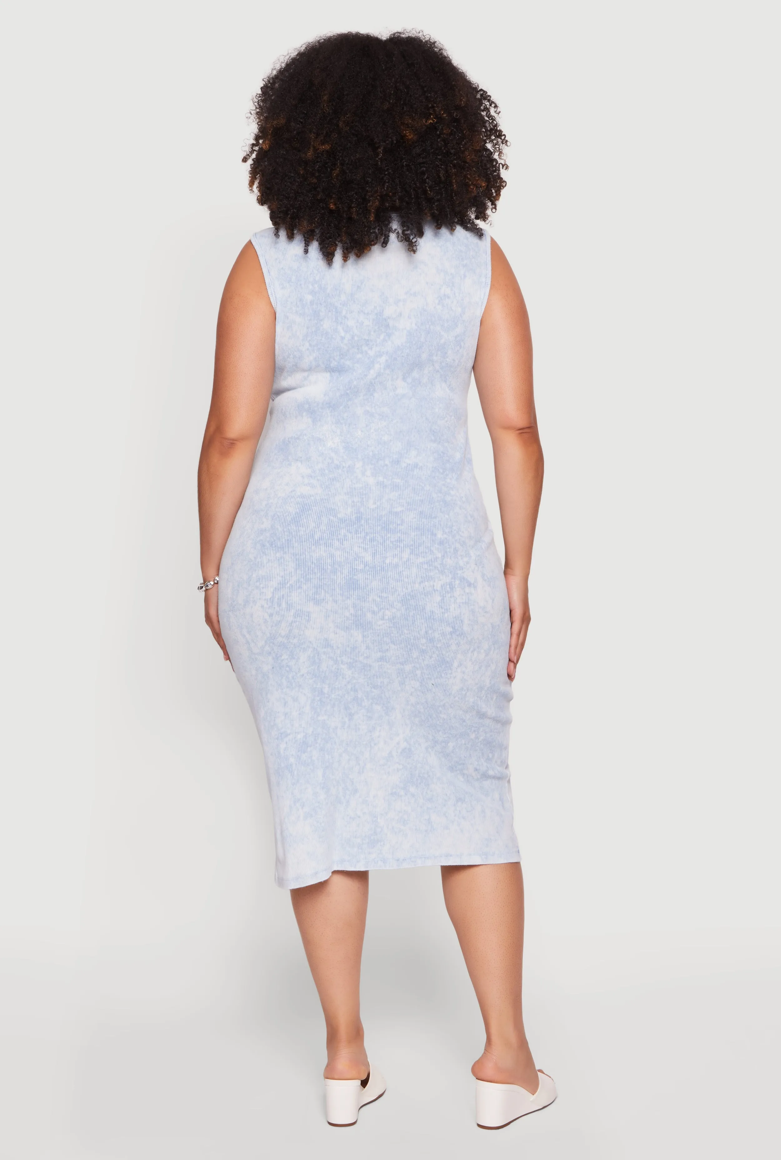 Plus Size Acid Wash Ribbed Knit Tank Midi Dress sold by Rainbow product image thumbnail 3
