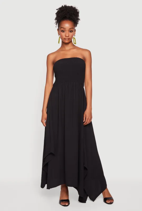 Smocked Tube Side Slit Maxi Dress made by Rainbow