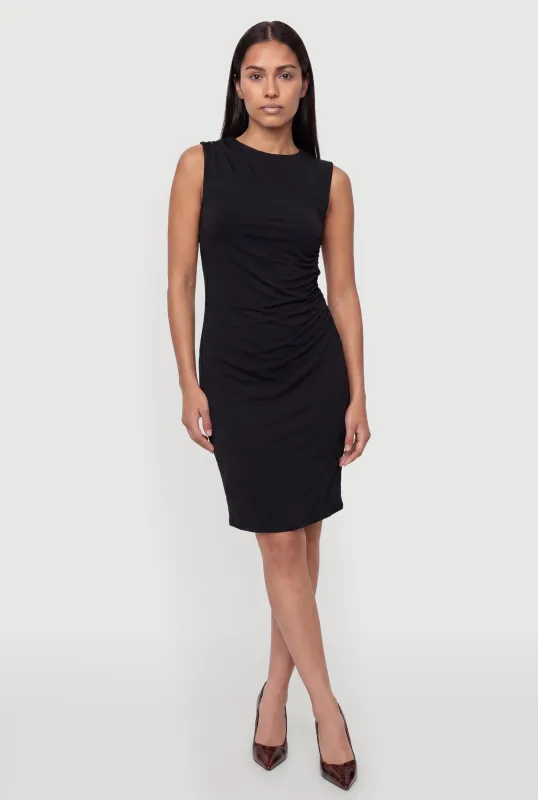 Side Ruched High Neck Mini Dress made by Rainbow