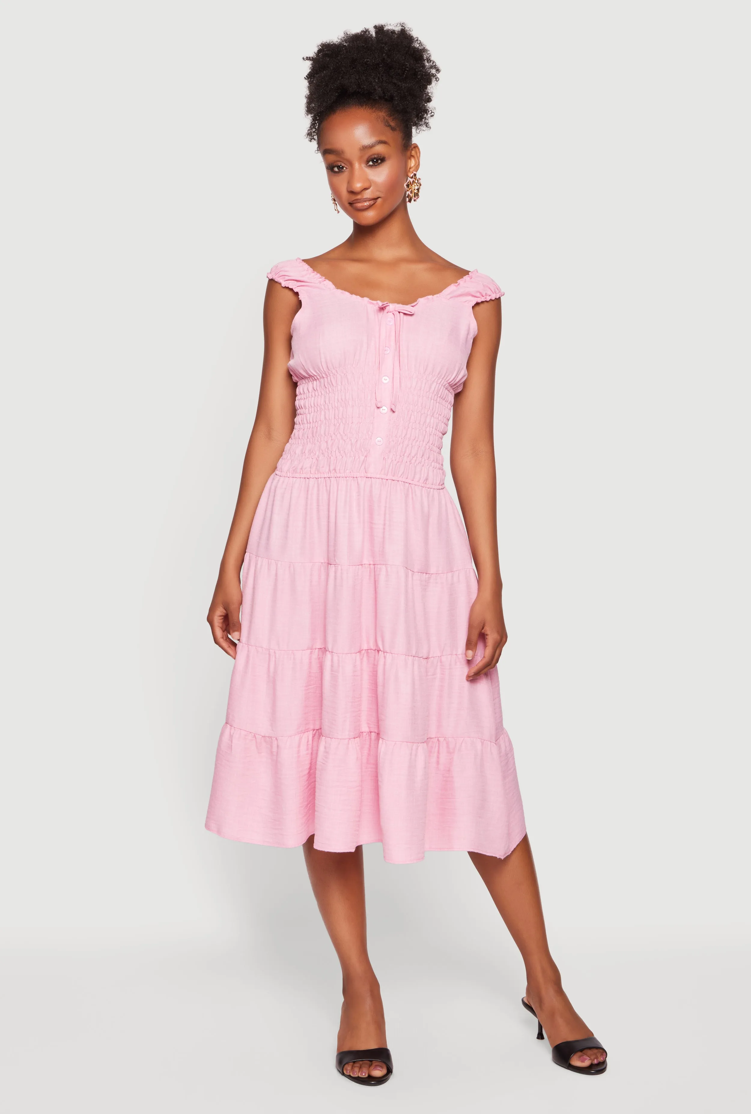 Smocked Tiered Midi Dress sold by Rainbow product image thumbnail 5