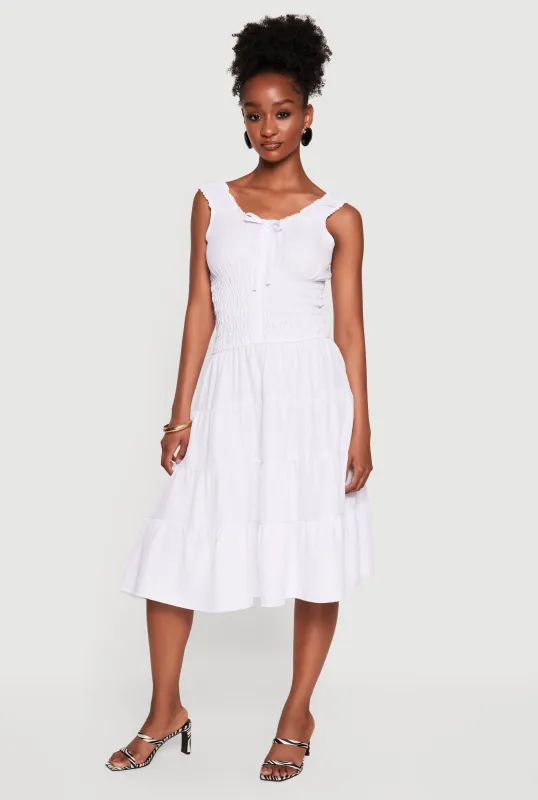 Smocked Tiered Midi Dress made by Rainbow