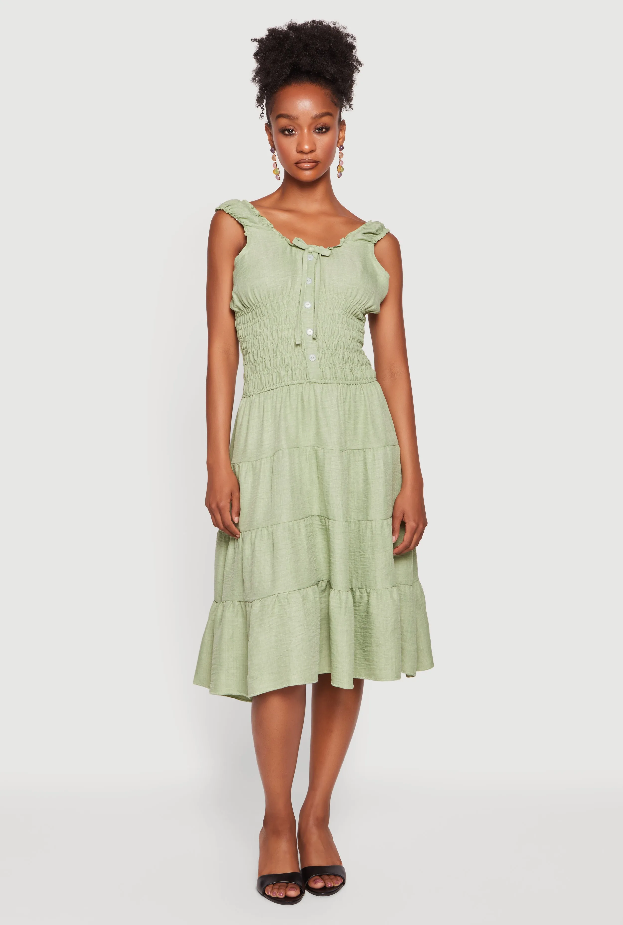 Smocked Tiered Midi Dress sold by Rainbow product image thumbnail 2