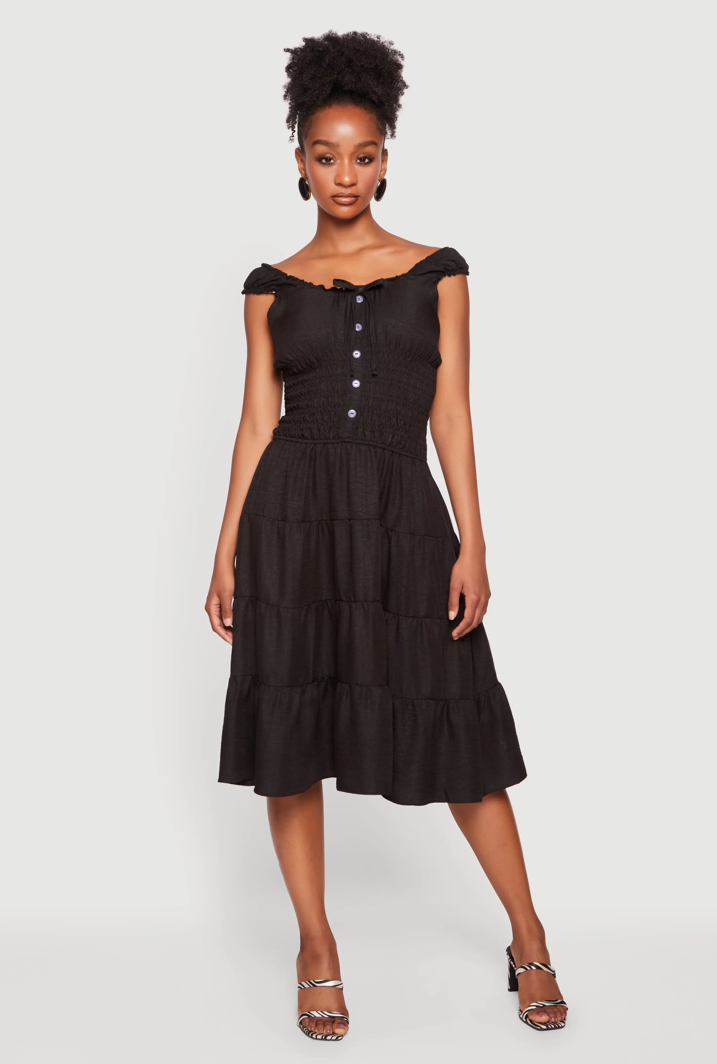 Smocked Tiered Midi Dress sold by Rainbow product image thumbnail 3