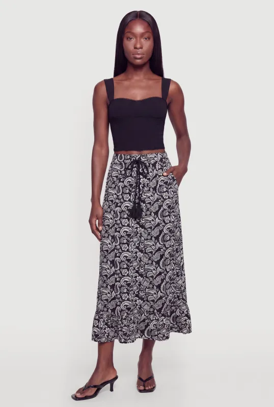 Floral Paisley Print Midi Skirt made by Rainbow
