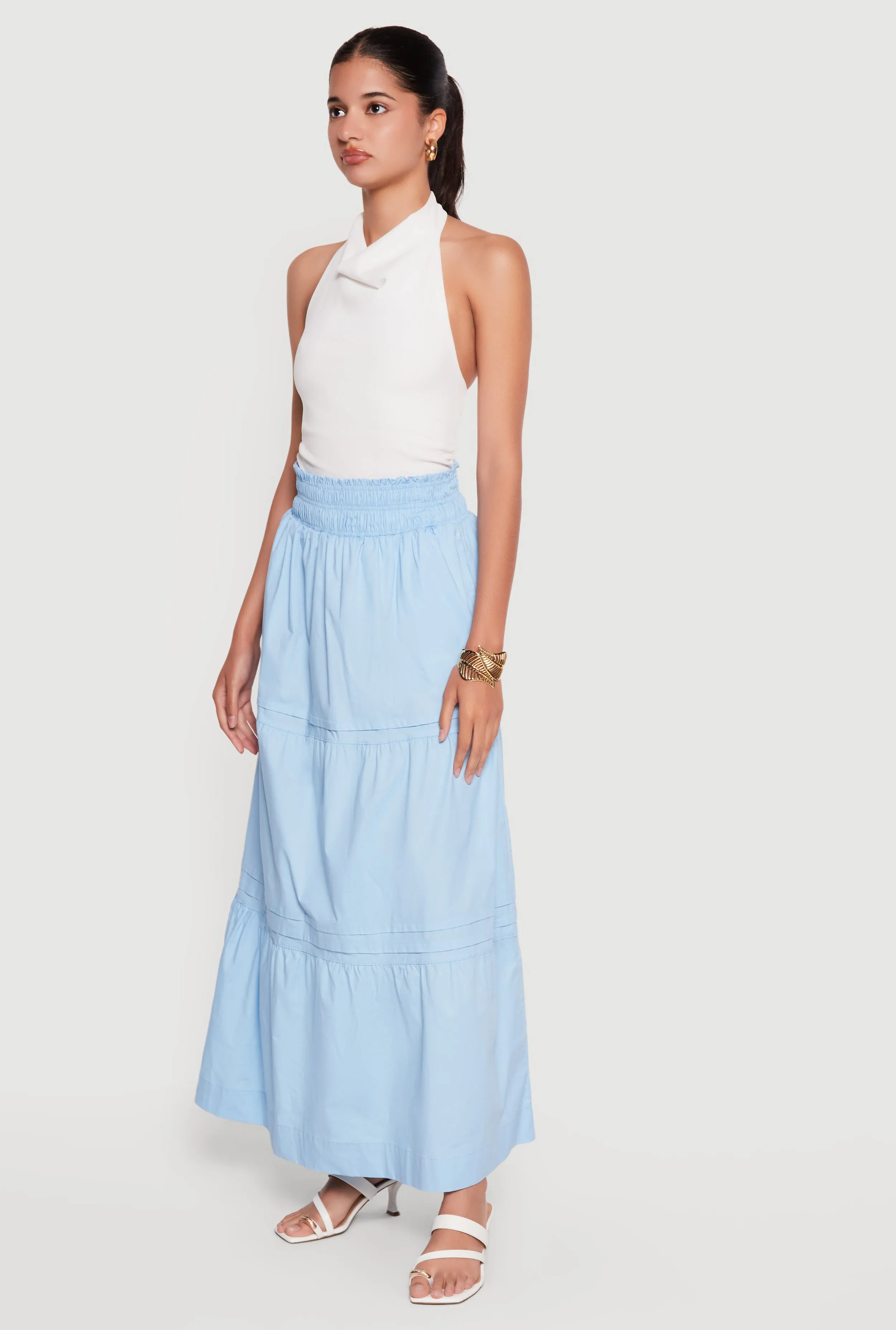Poplin Ruffle Tiered Maxi Skirt sold by Rainbow product image thumbnail 2