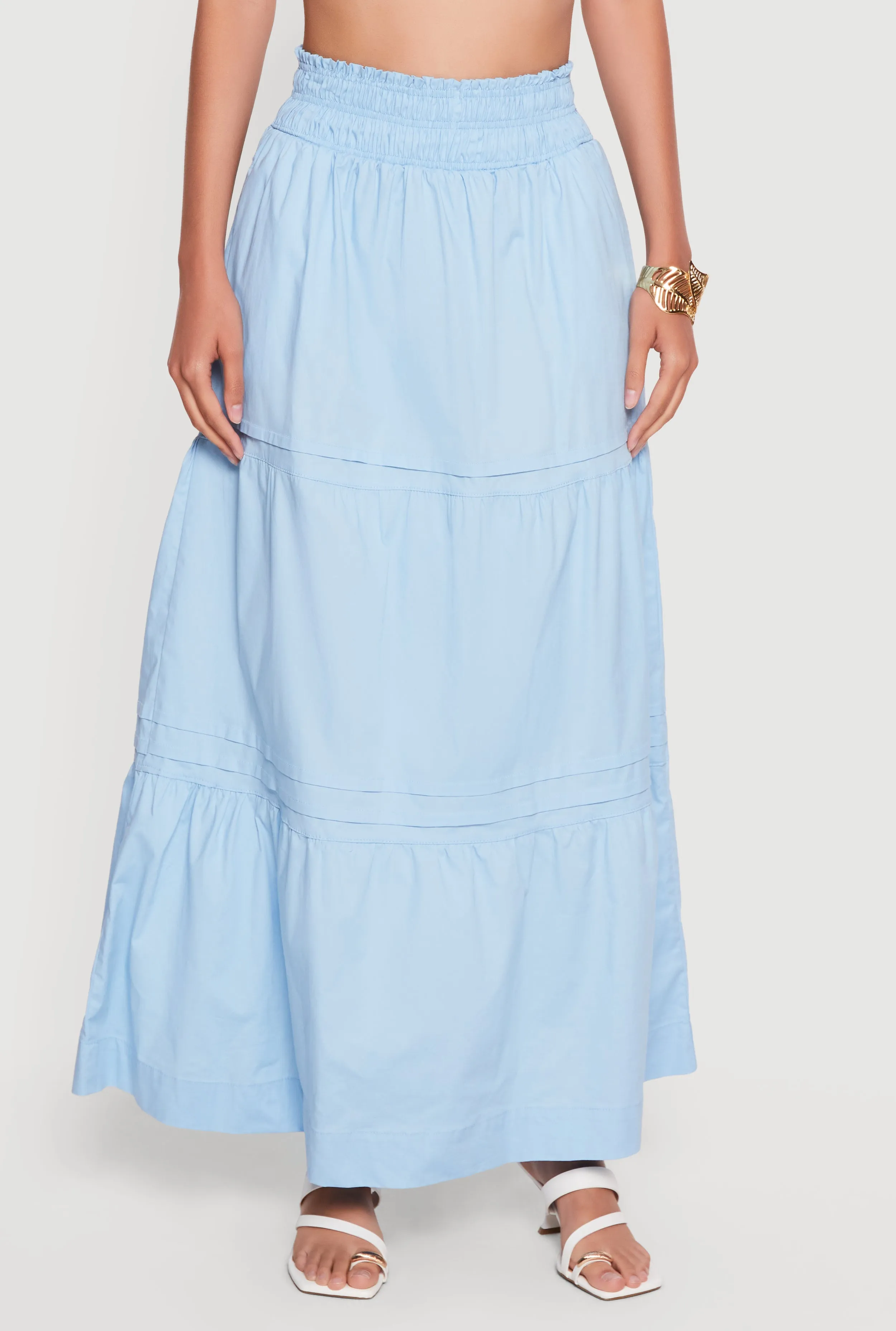 Poplin Ruffle Tiered Maxi Skirt sold by Rainbow product image thumbnail 3