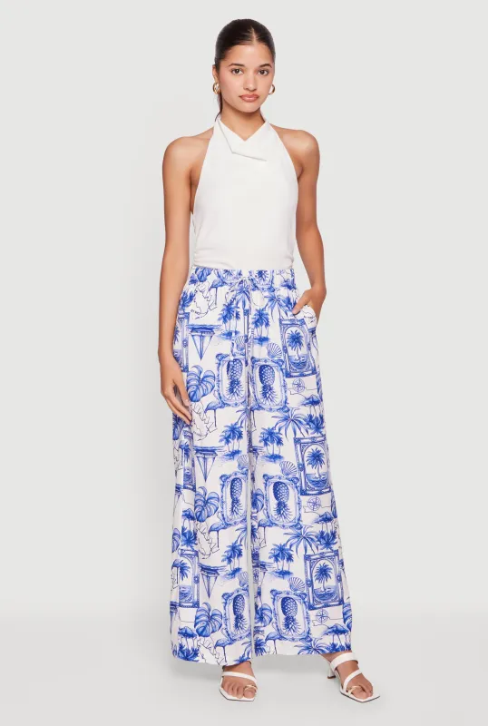 Pineapple Tropical Print Palazzo Pants made by Rainbow
