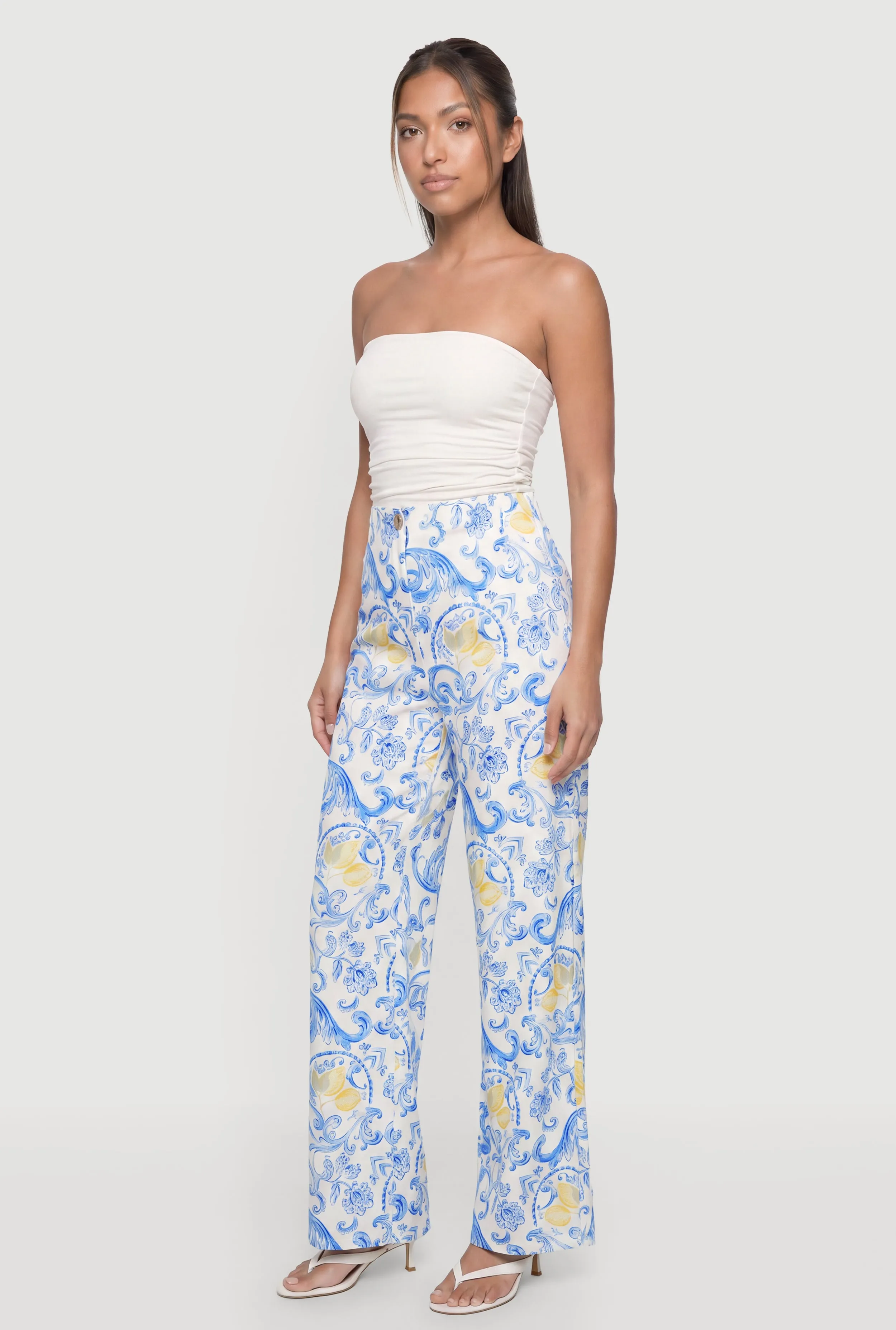 Lemon Print High Waisted Wide Leg Pants sold by Rainbow product image thumbnail 2