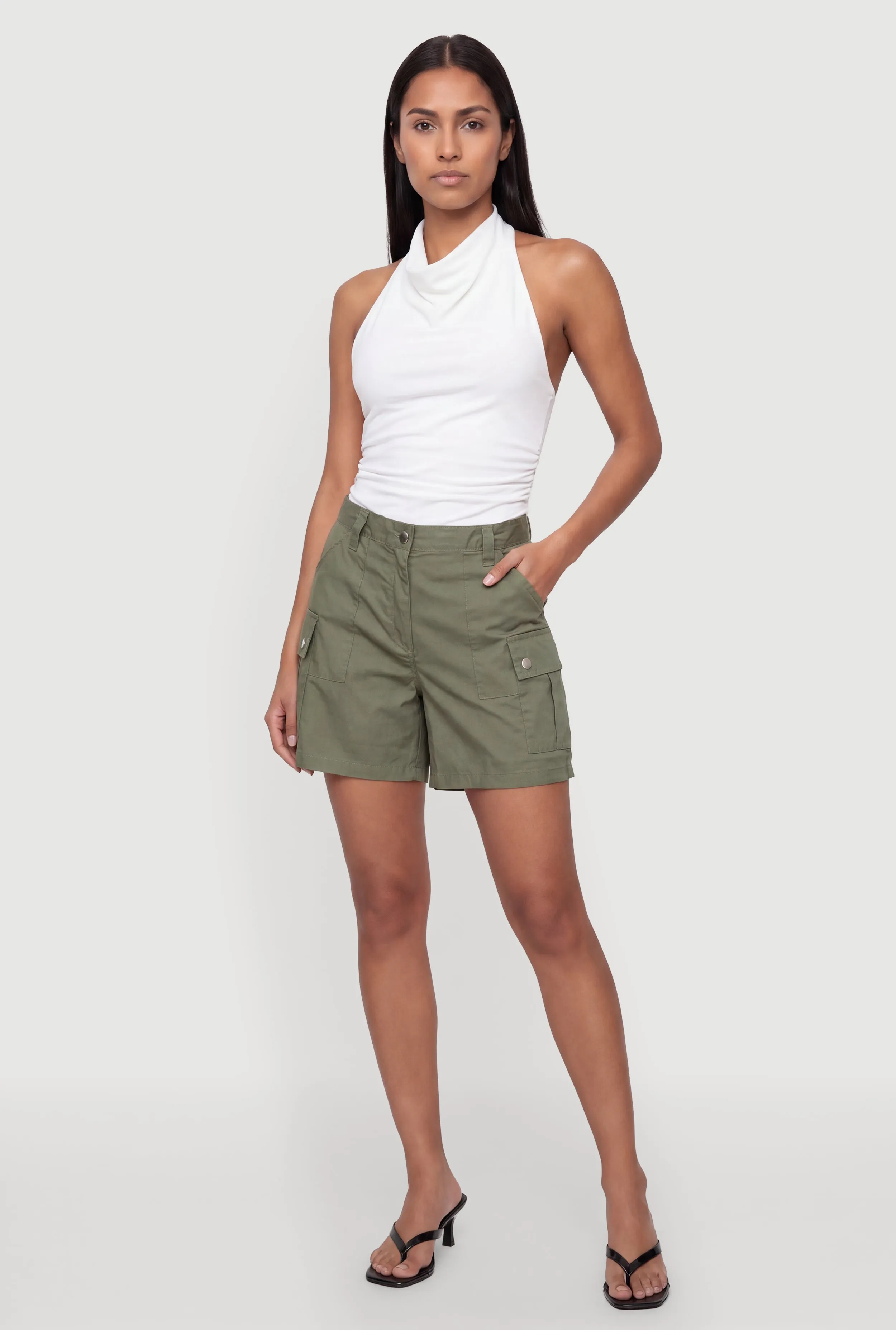 High Waisted Cargo Pocket Shorts sold by Rainbow