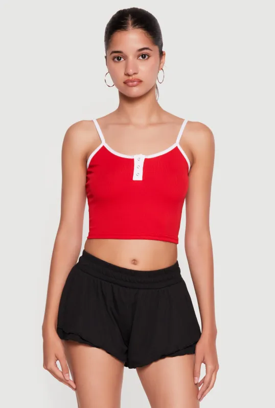 Contrast Trim Scoop Neck Cropped Cami made by Rainbow