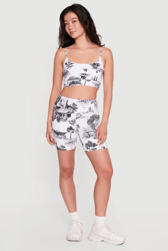 Printed Pattern High Waisted Biker Shorts made by Rainbow
