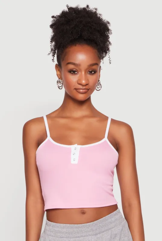 Contrast Trim Scoop Neck Cropped Cami made by Rainbow