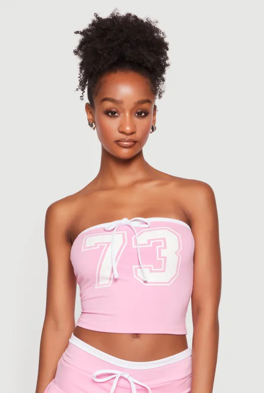Cropped 73 Graphic Tube Top made by Rainbow