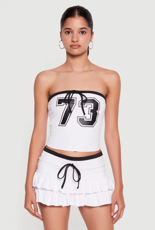 Cropped 73 Graphic Tube Top made by Rainbow