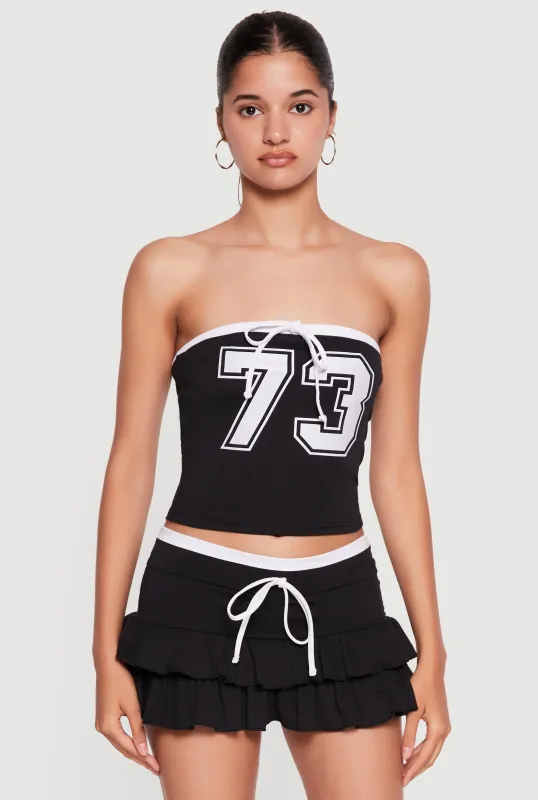 Cropped 73 Graphic Tube Top made by Rainbow