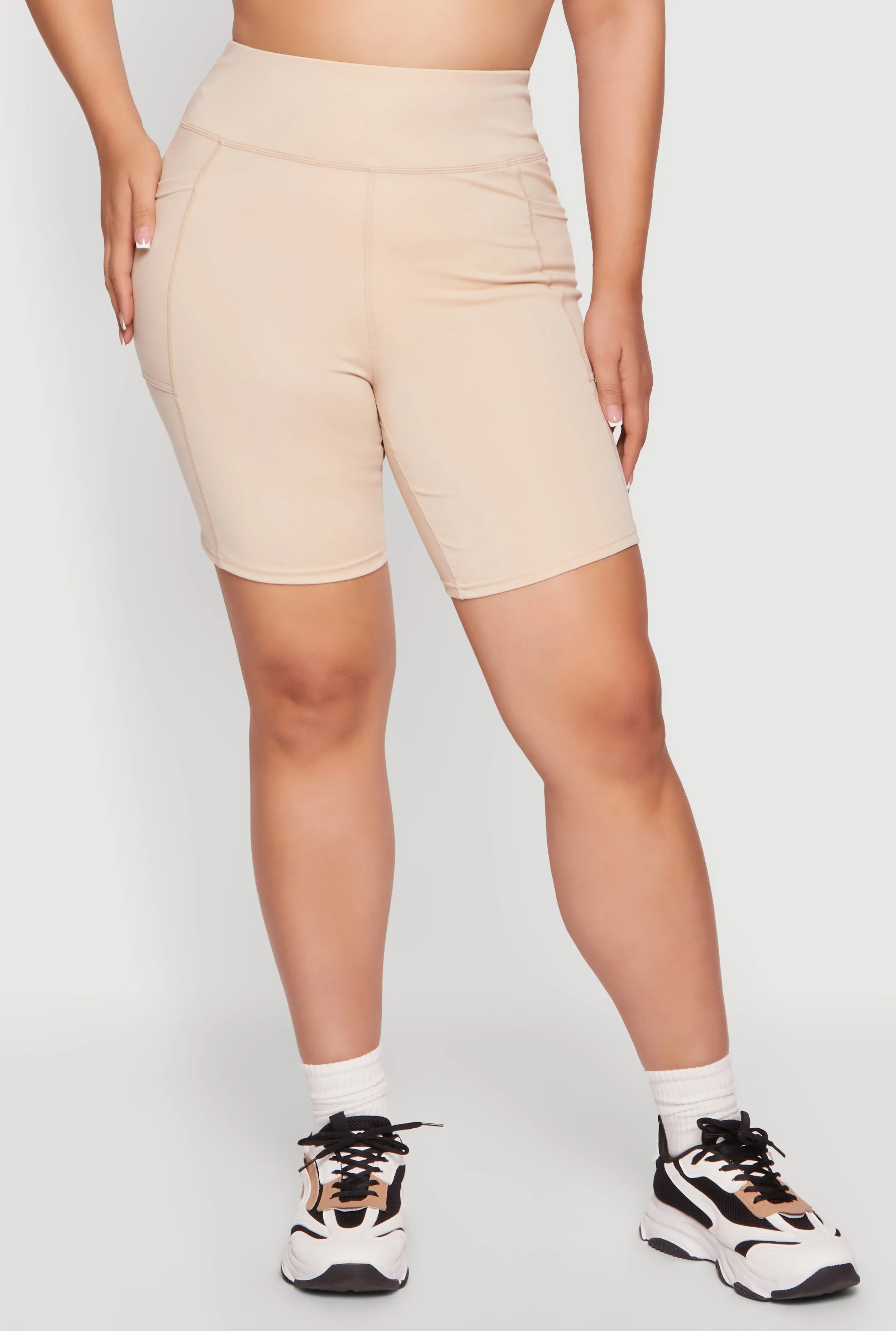 Plus Size Cell Phone Pocket High Waisted Biker Shorts sold by Rainbow product image thumbnail 3