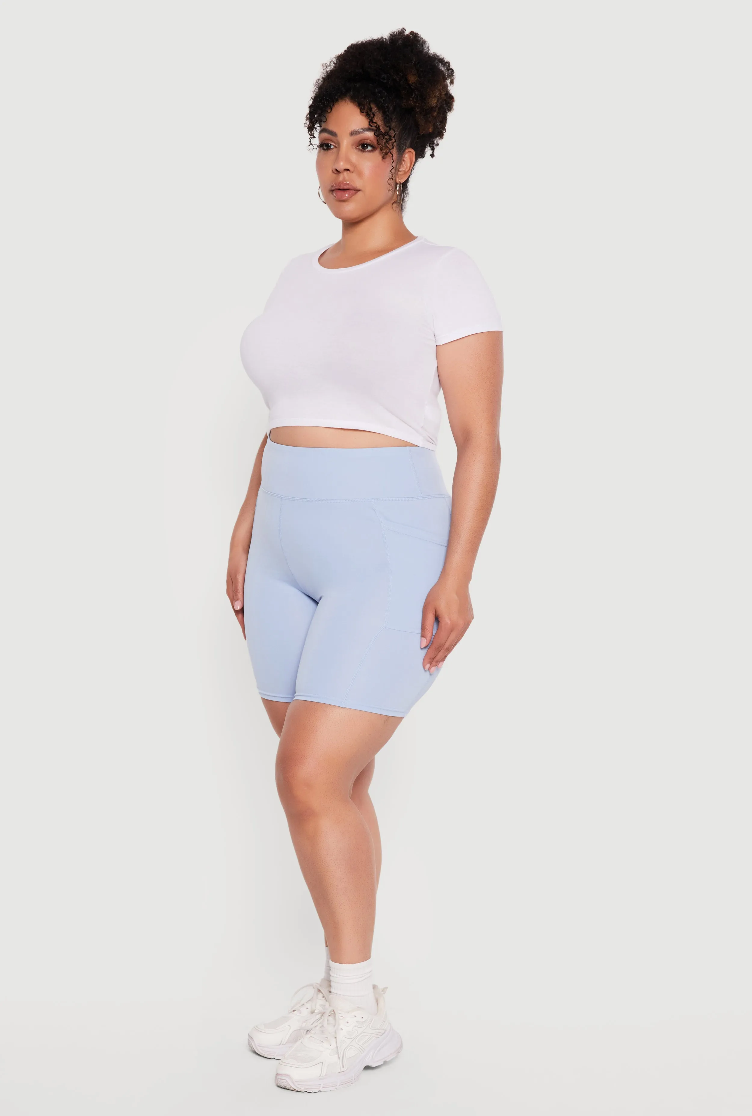 Plus Size Cell Phone Pocket High Waisted Biker Shorts sold by Rainbow product image thumbnail 2