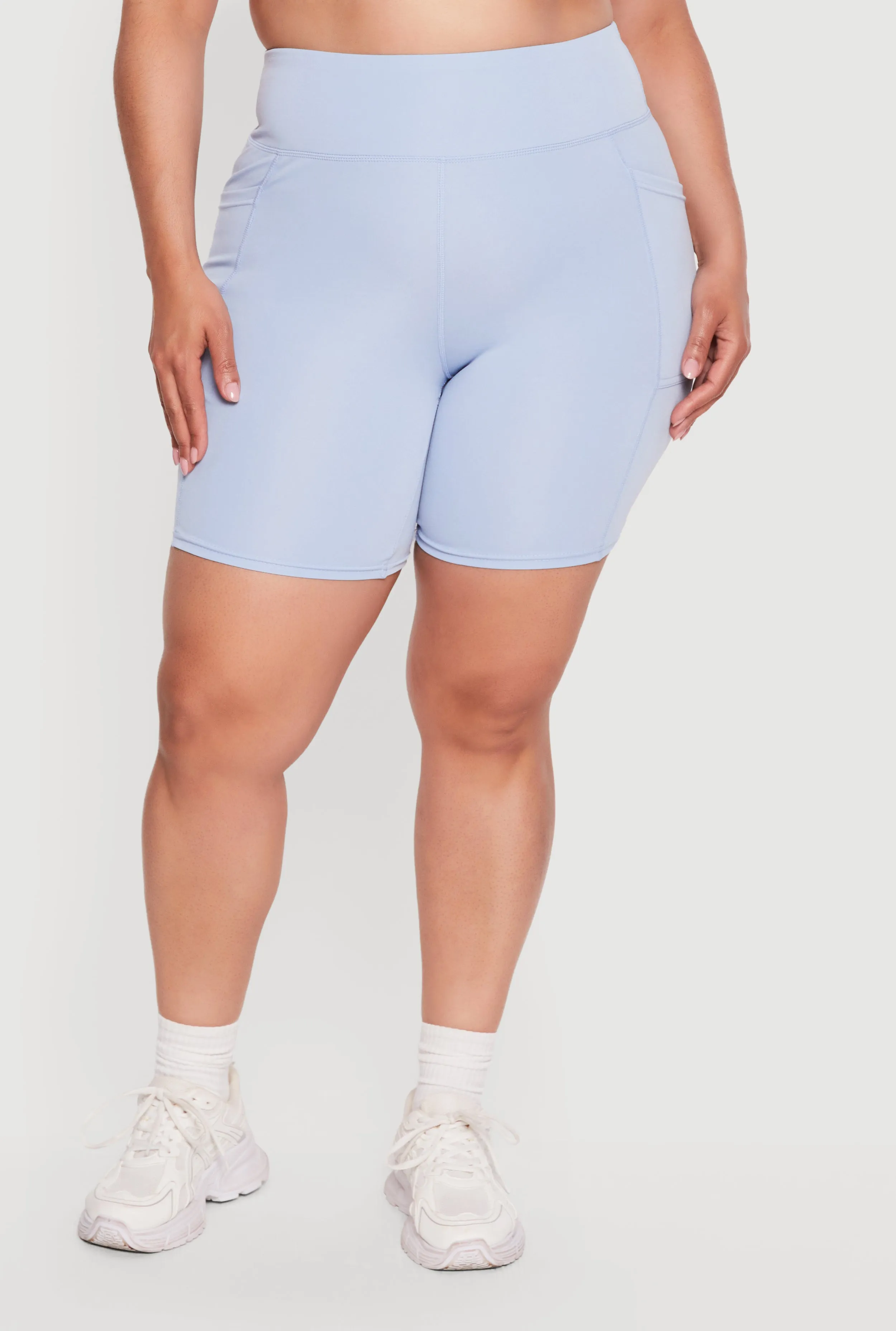 Plus Size Cell Phone Pocket High Waisted Biker Shorts sold by Rainbow product image thumbnail 3