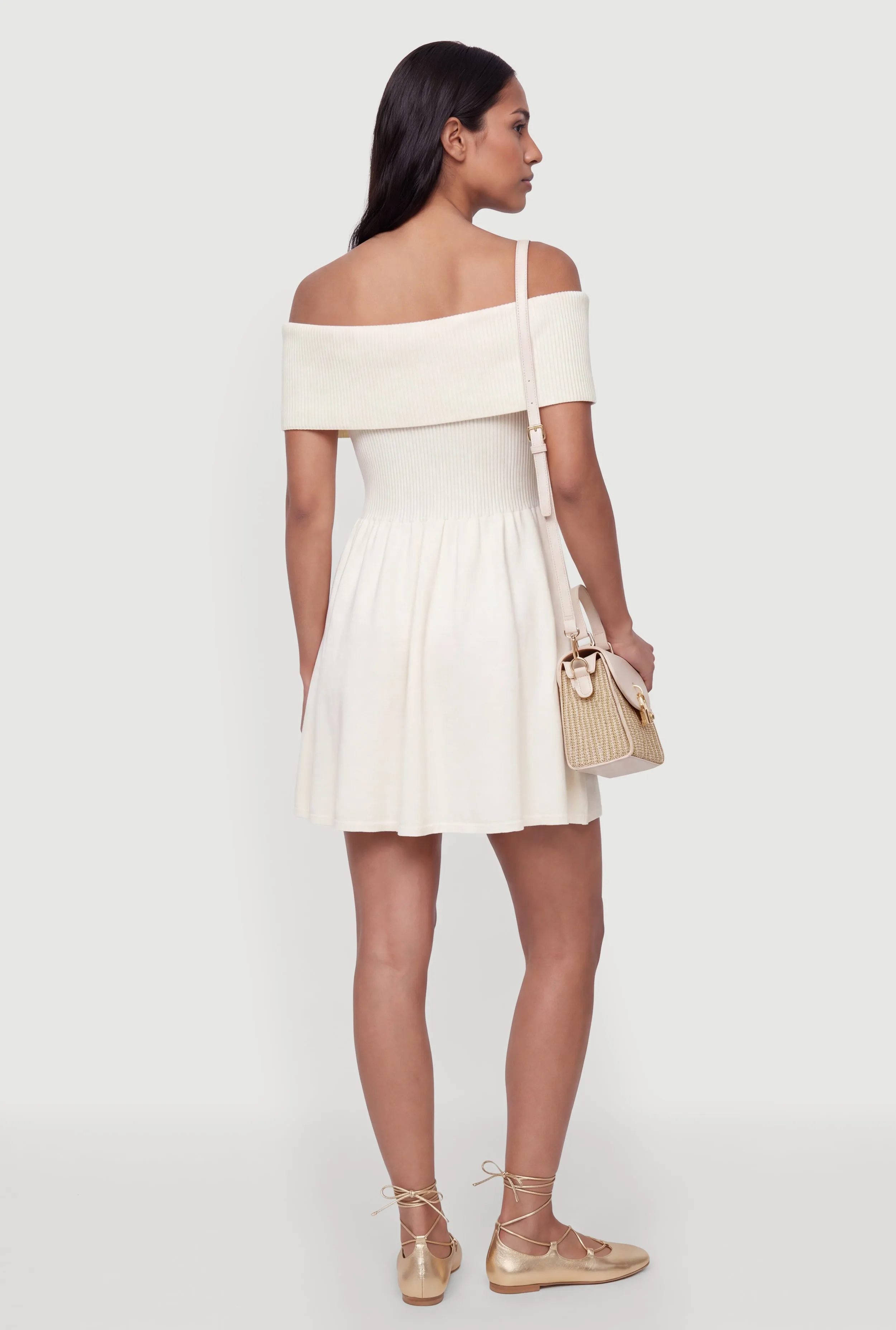 Fold Over Off The Shoulder Skater Dress sold by Rainbow product image thumbnail 3
