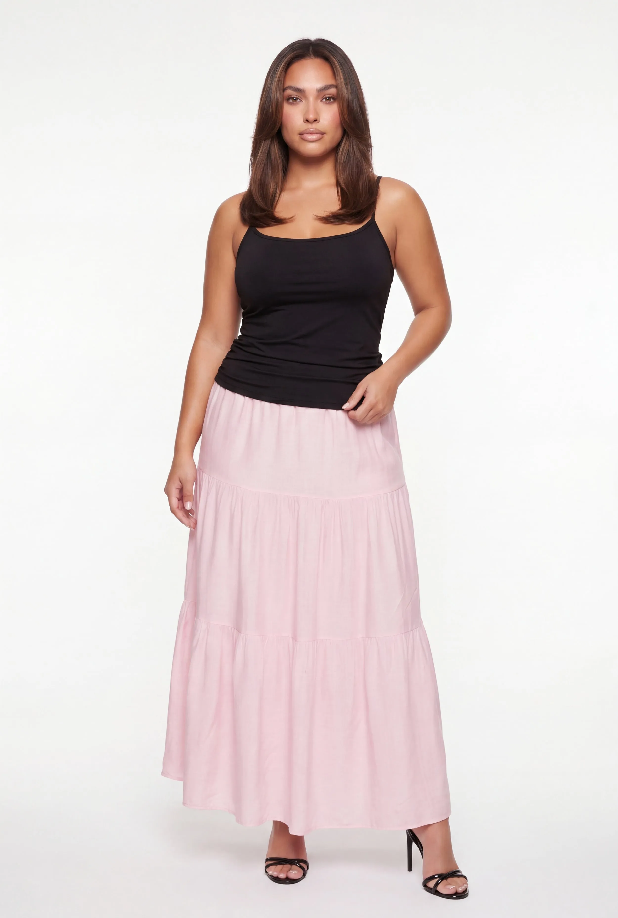 Plus Size Side Ruched Scoop Neck Cami with Shelf Bra sold by Rainbow product image thumbnail 2