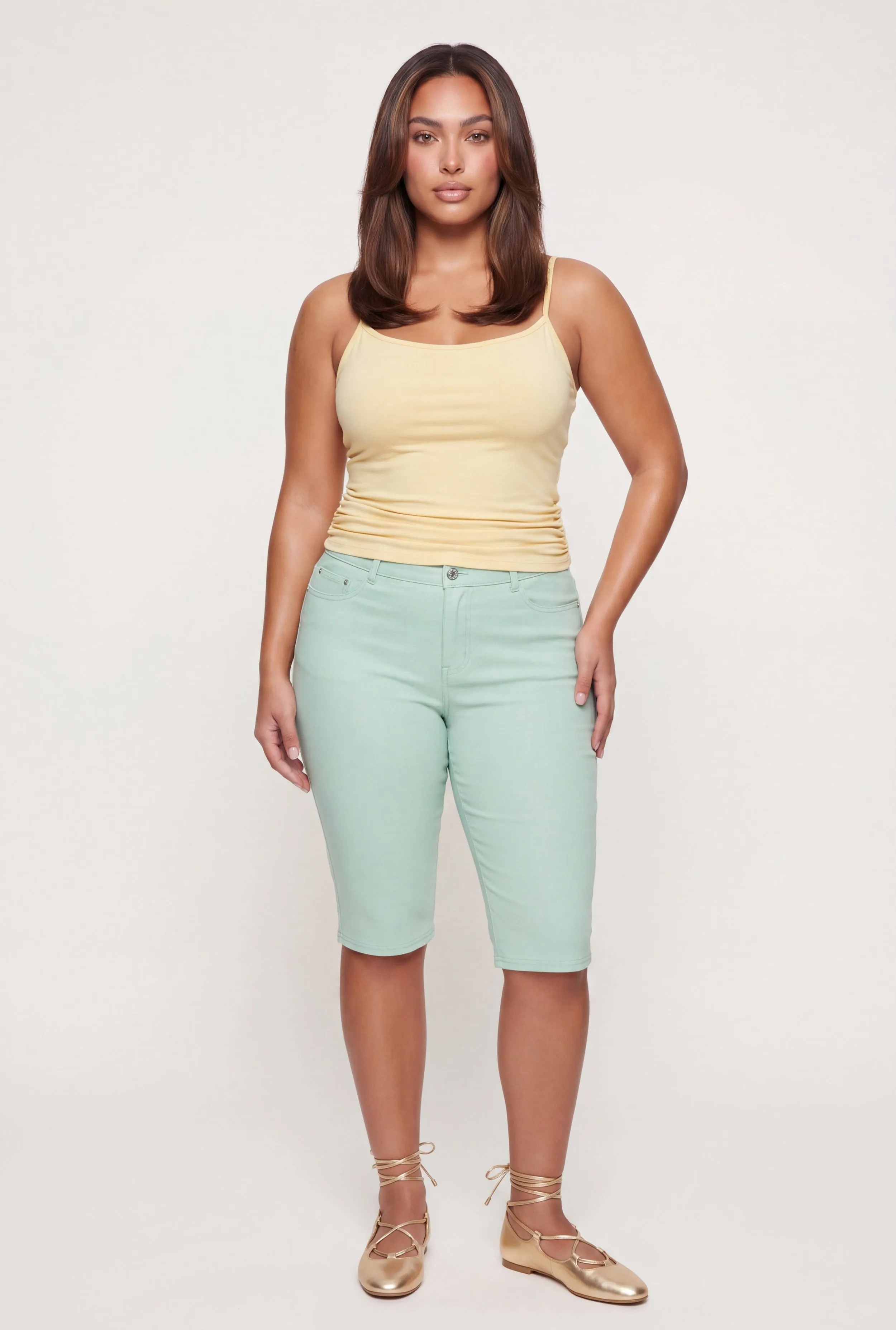 Plus Size Side Ruched Scoop Neck Cami with Shelf Bra sold by Rainbow product image thumbnail 4