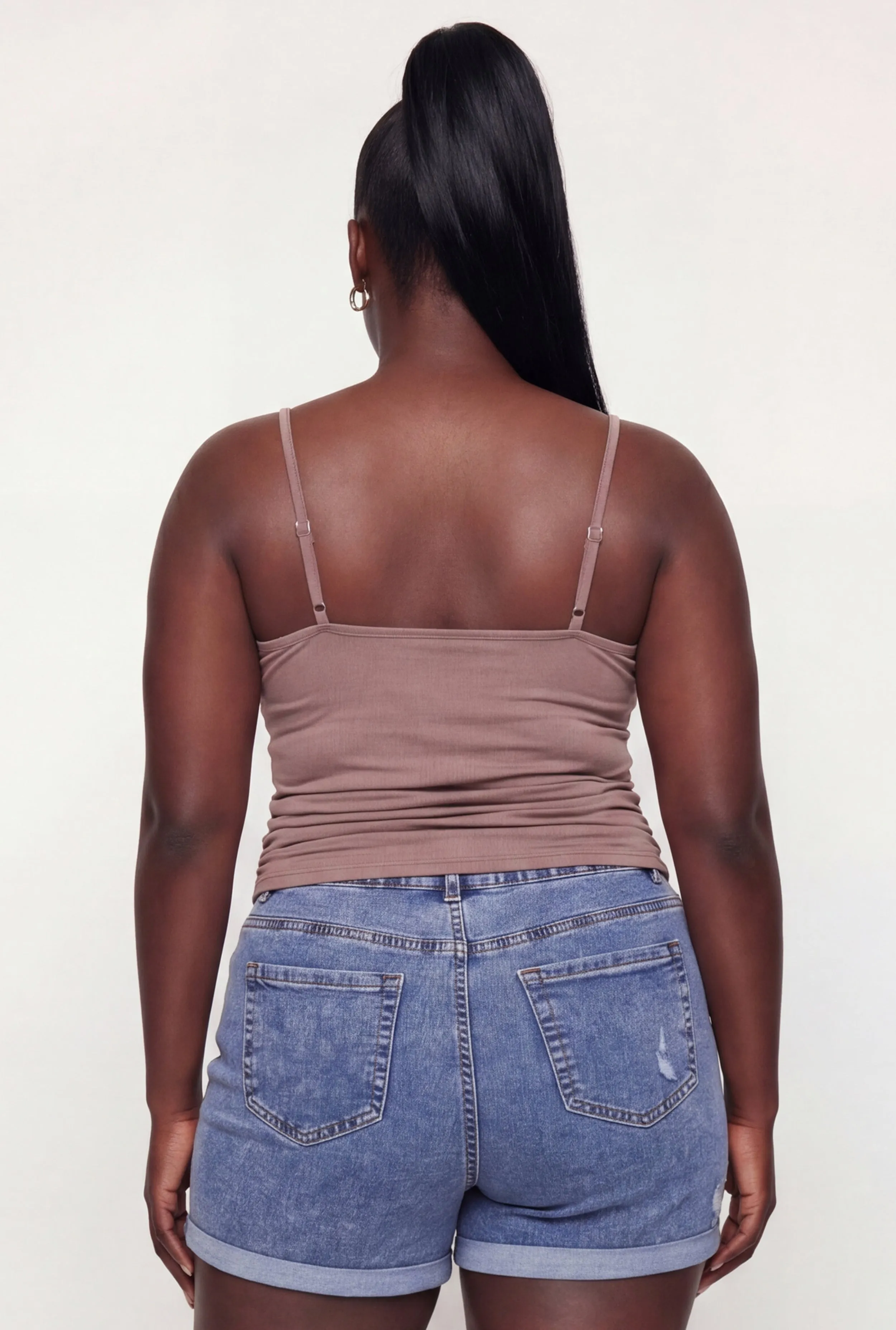 Plus Size Side Ruched Scoop Neck Cami with Shelf Bra sold by Rainbow product image thumbnail 5