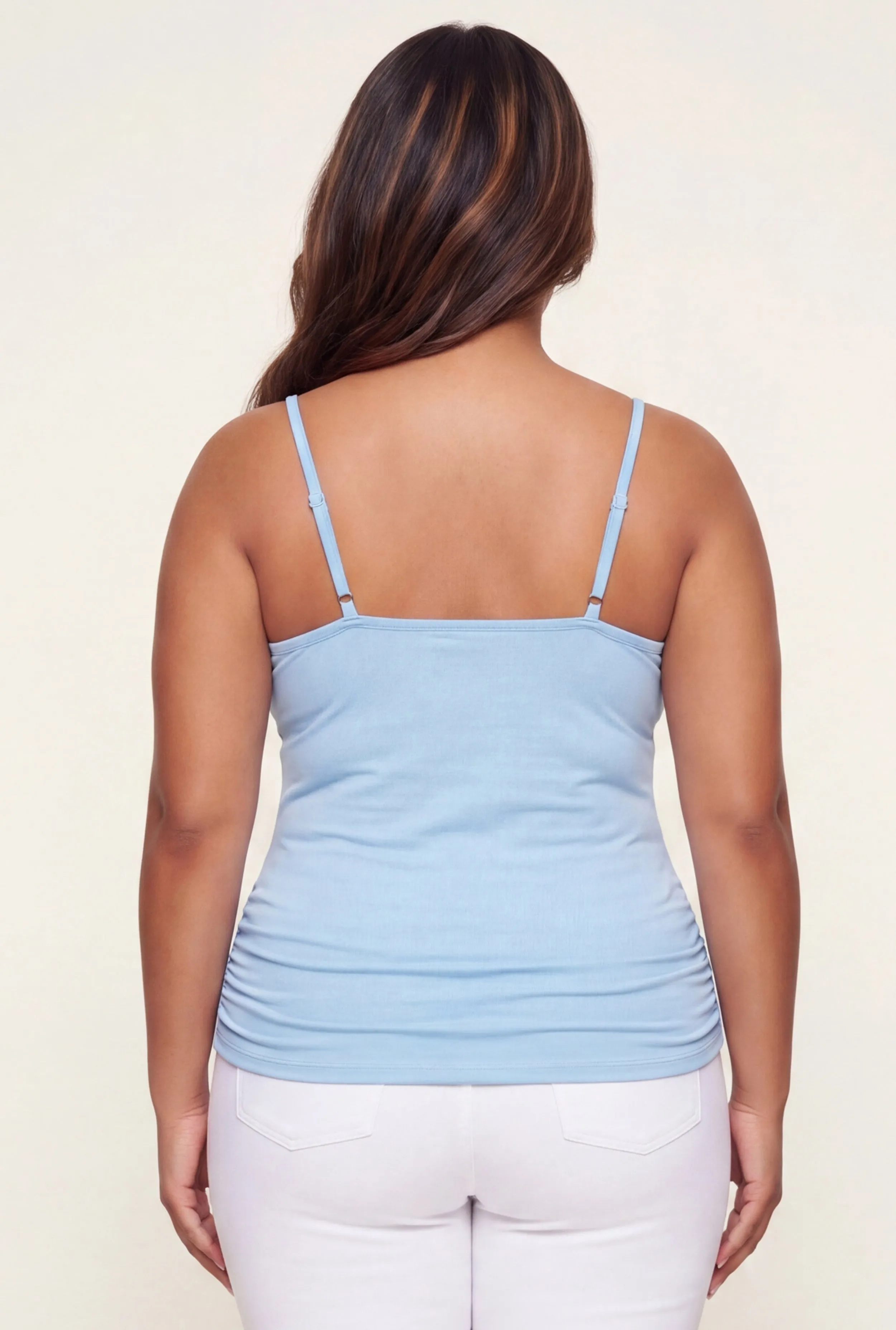 Plus Size Side Ruched Scoop Neck Cami with Shelf Bra sold by Rainbow product image thumbnail 5