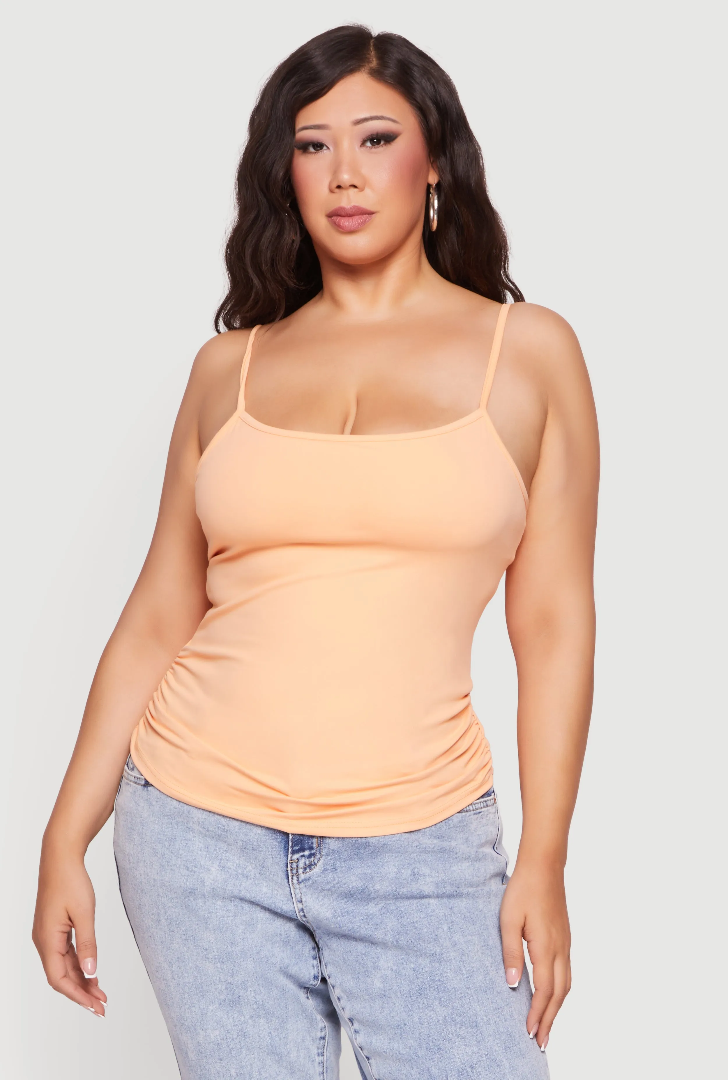 Plus Size Side Ruched Scoop Neck Cami with Shelf Bra sold by Rainbow product image thumbnail 2