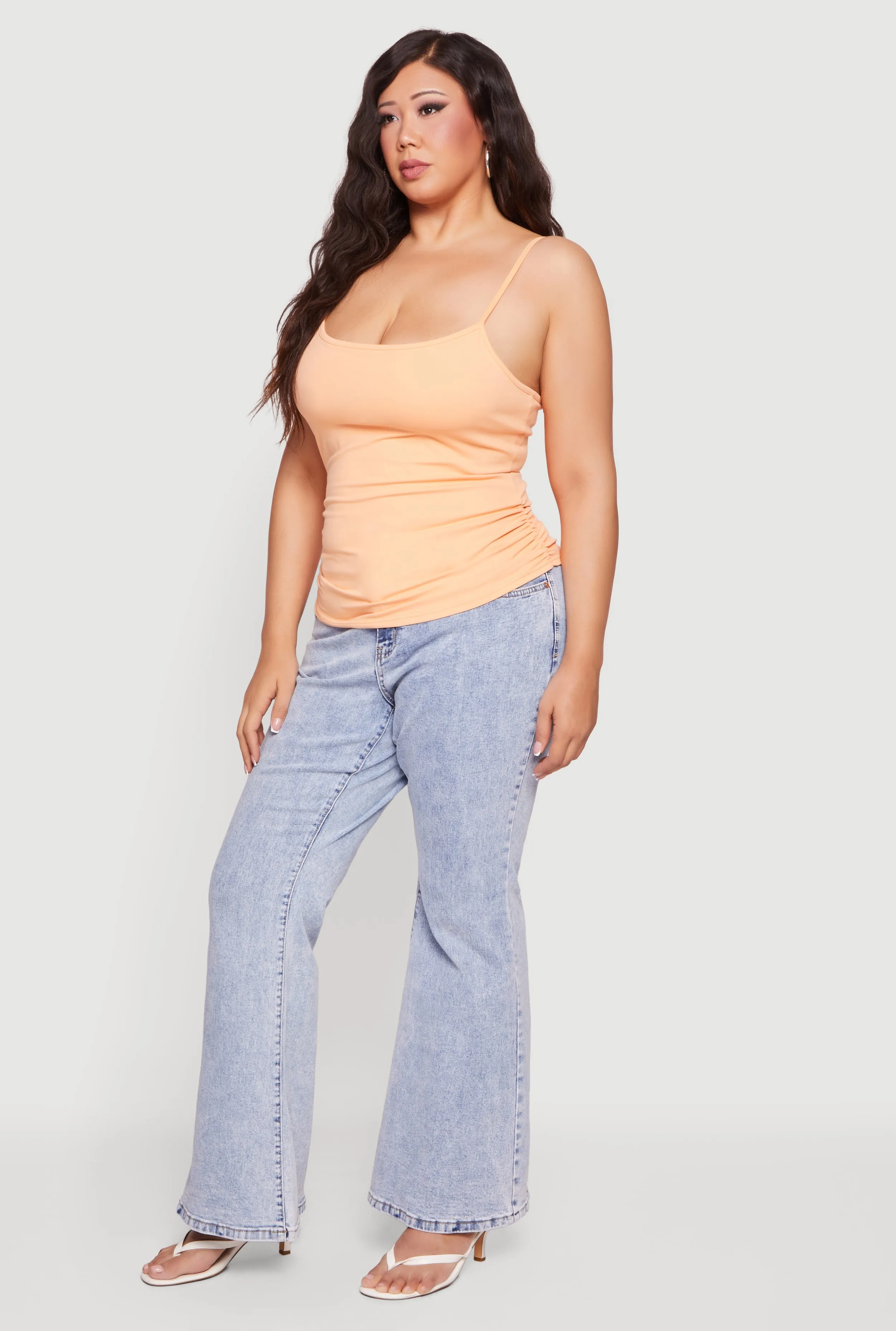 Plus Size Side Ruched Scoop Neck Cami with Shelf Bra sold by Rainbow product image thumbnail 3
