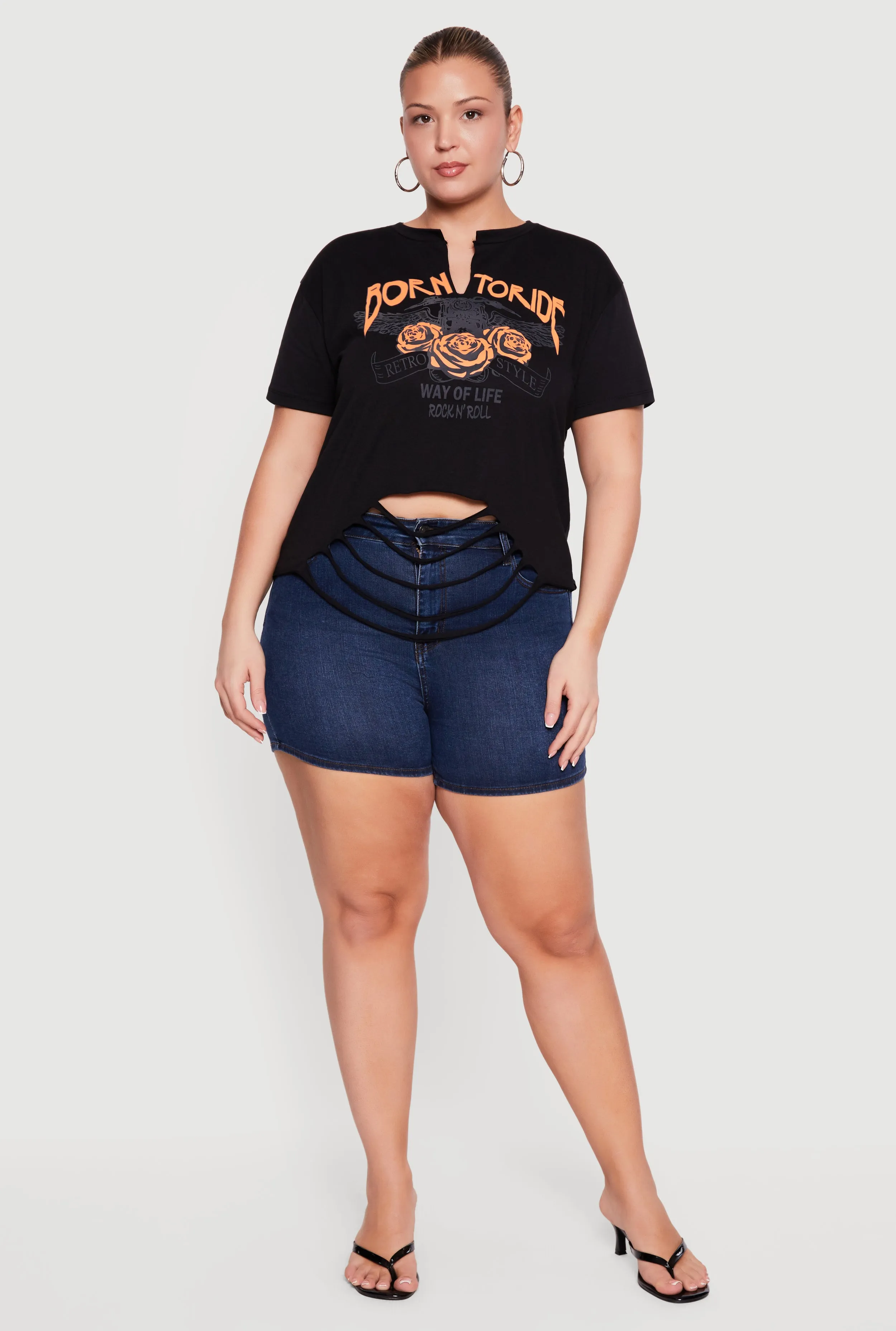 Plus Size Born To Ride Slashed Graphic Tee sold by Rainbow product image thumbnail 2