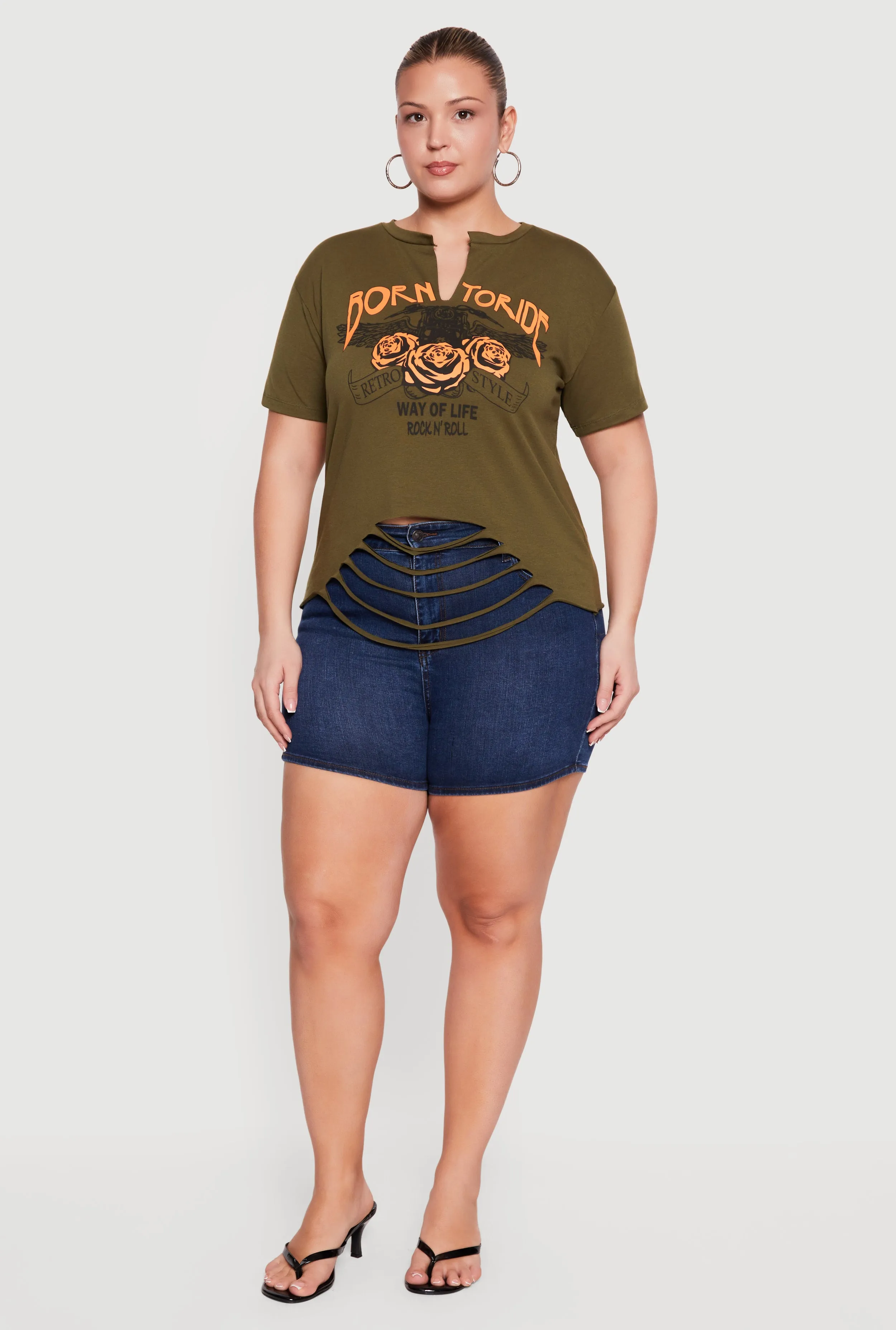 Plus Size Born To Ride Slashed Graphic Tee sold by Rainbow product image thumbnail 5