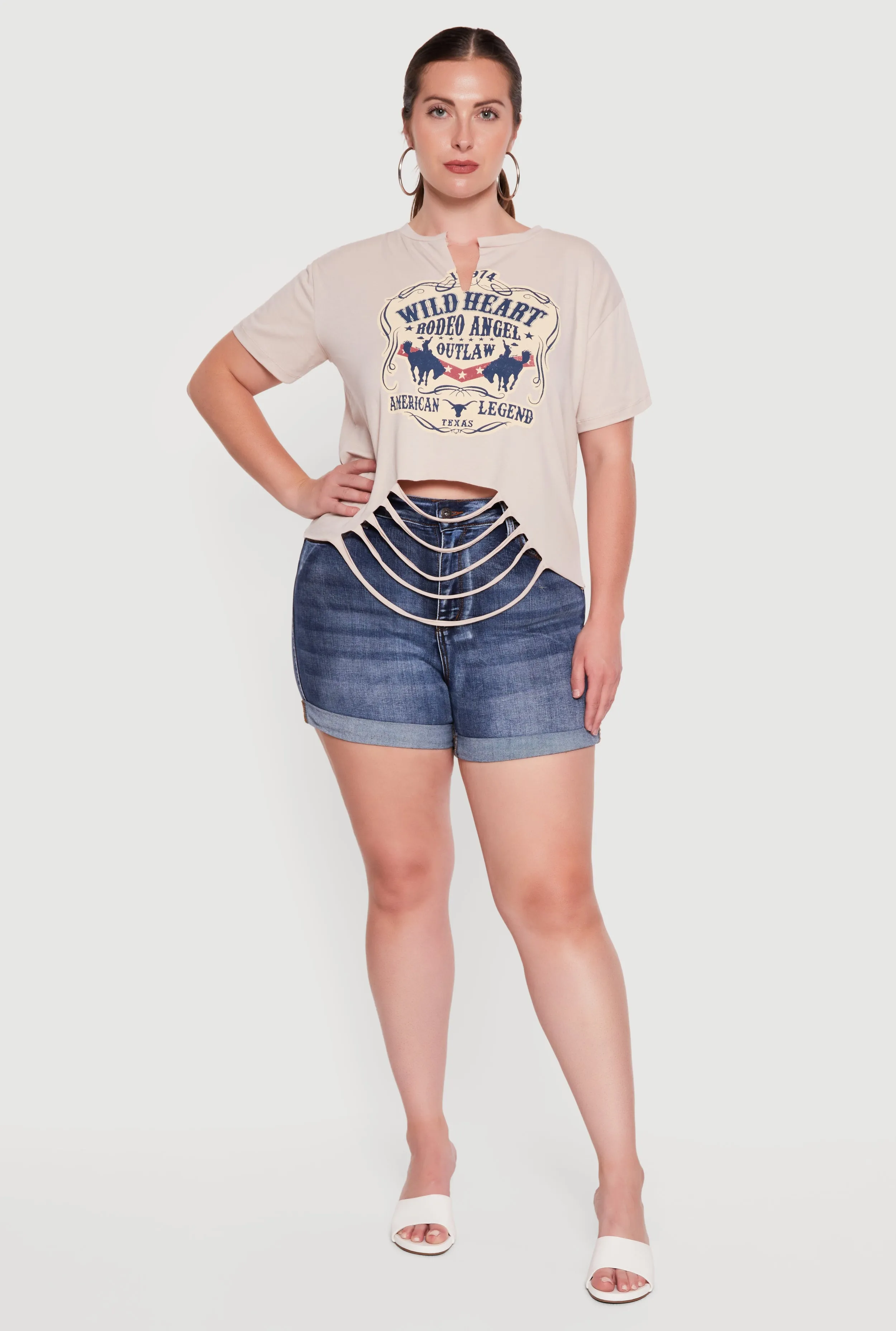 Plus Size Wild Heart Rodeo Angel Graphic Slashed Tee sold by Rainbow product image thumbnail 3
