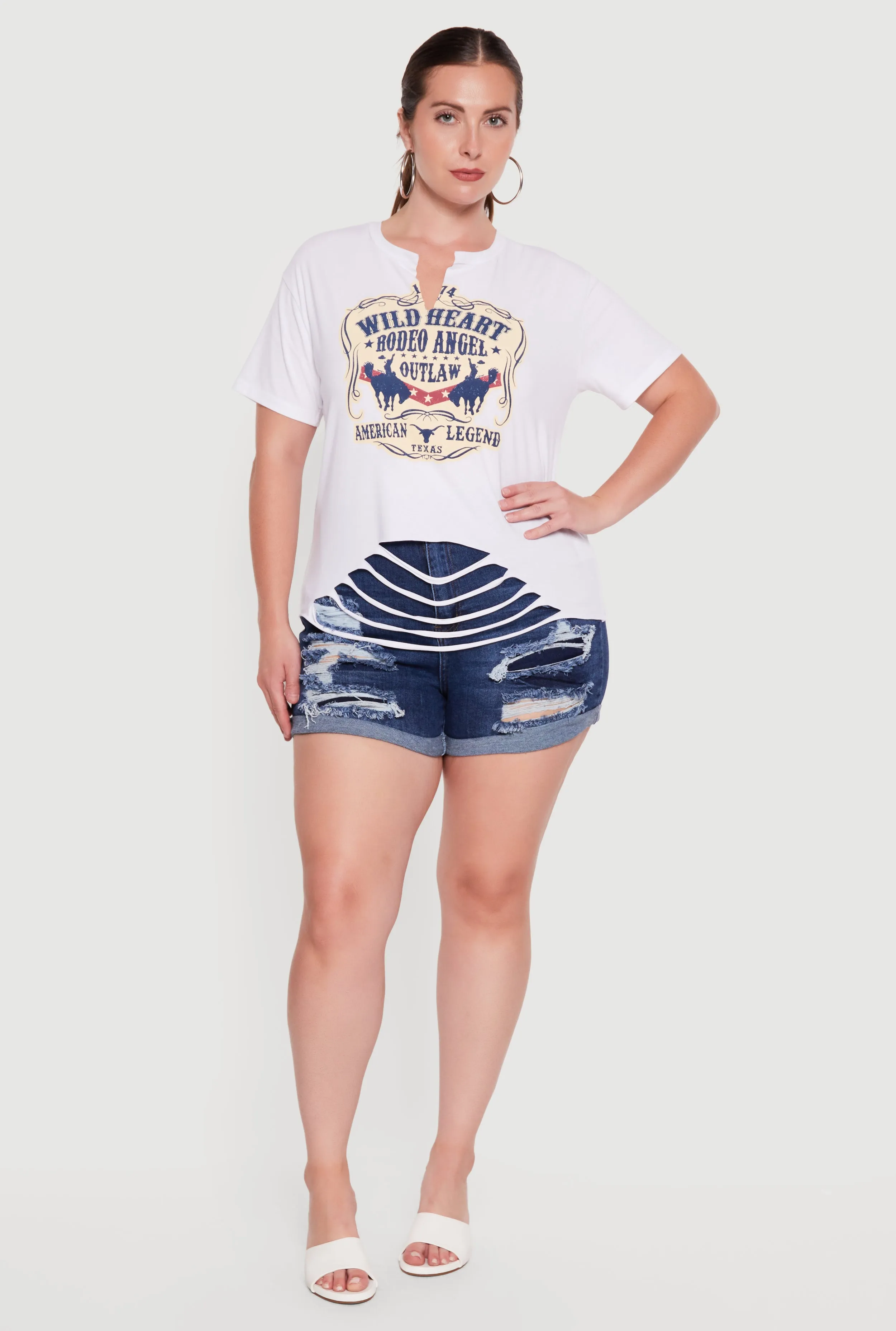 Plus Size Wild Heart Rodeo Angel Graphic Slashed Tee sold by Rainbow product image thumbnail 2